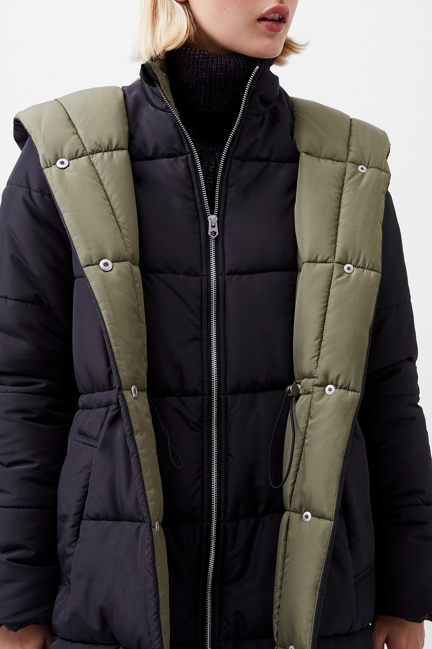DOUBLE FRONT PUFFER JACKET BLACKOUT / KHAKI 4