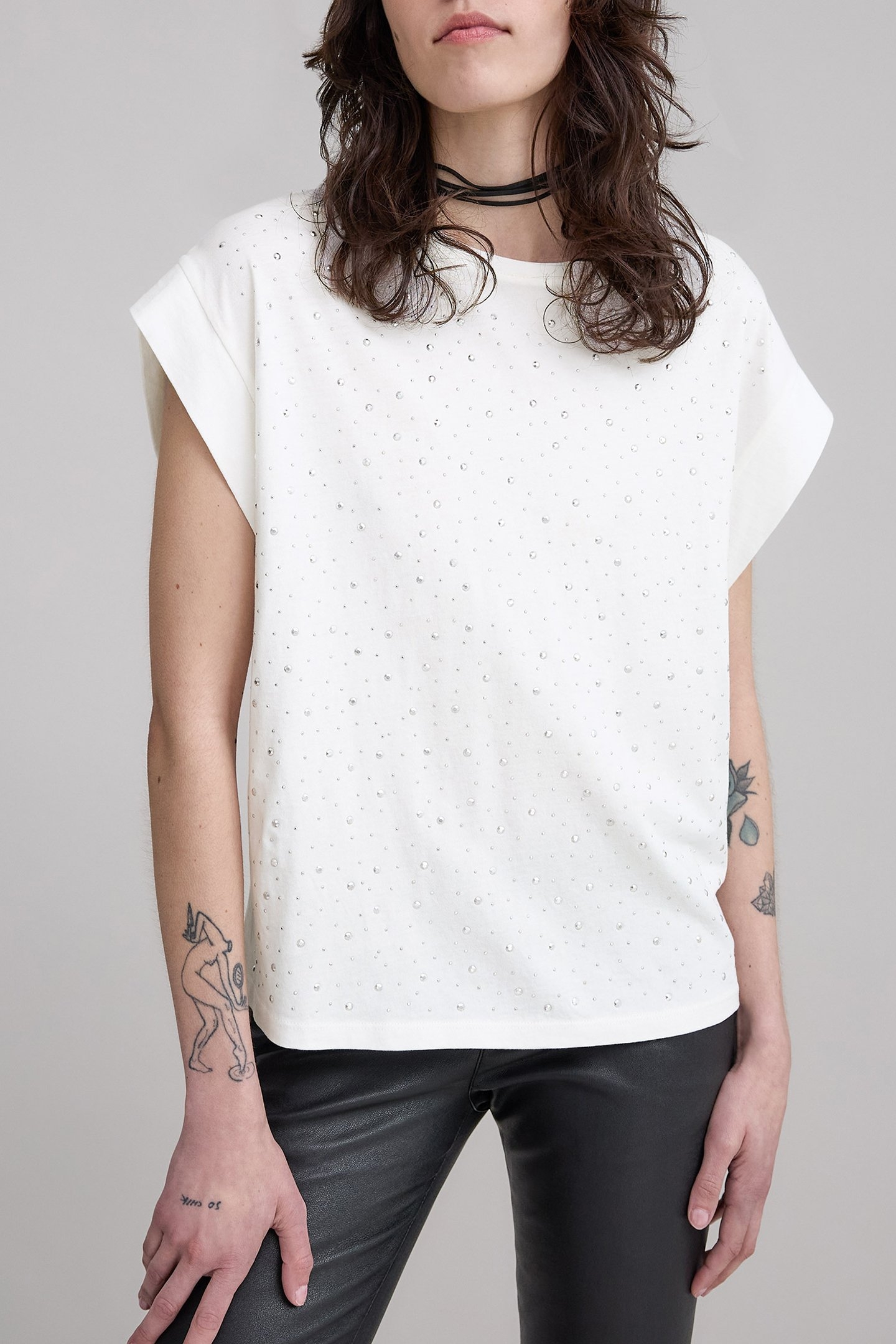 WHITE FACETED STUD TEE-SHIRT OFF-WHITE 1