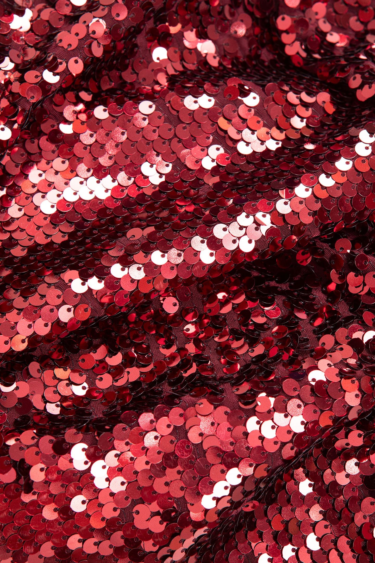 SEQUIN-EMBROIDERED DRAPED-EFFECT VERMILION DRESS FOR WOMEN V 8