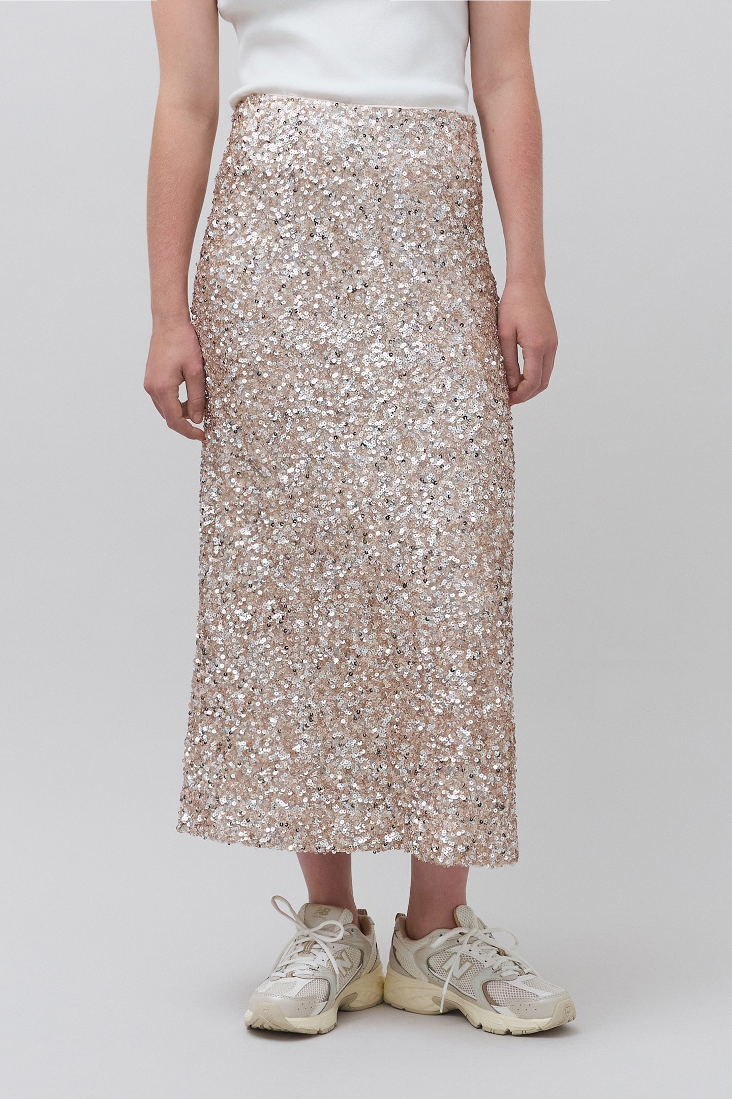 SEQUIN-EMBROIDERED CHAMPAGNE SKIRT CHAMPAGNE 1