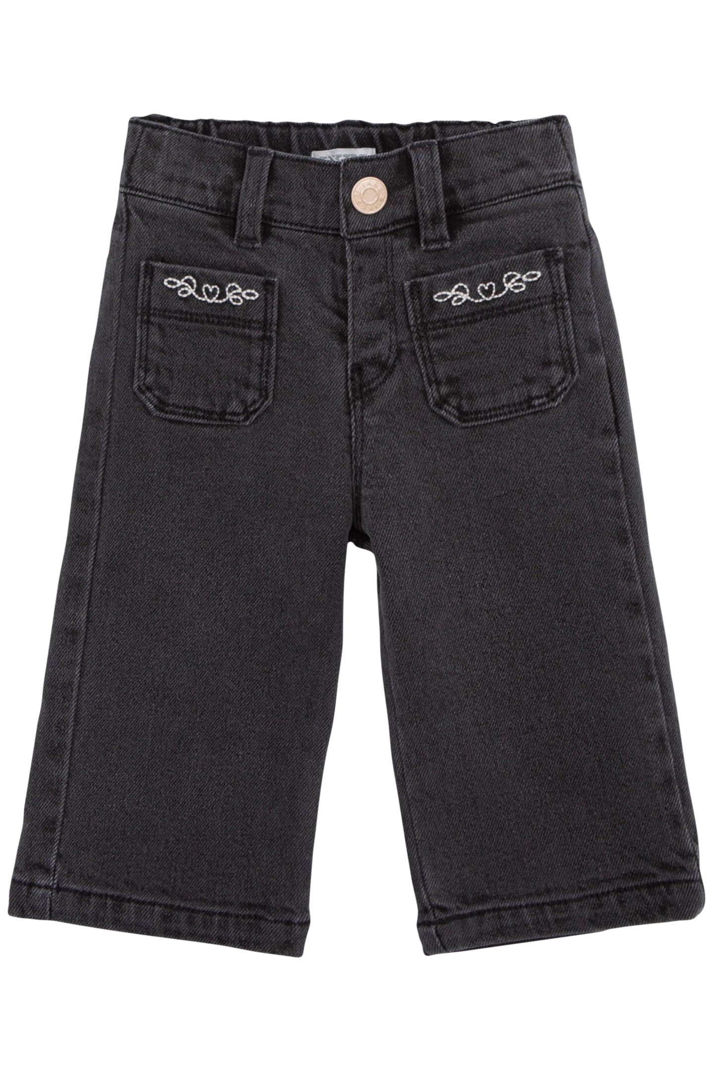 GIRL'S EMBROIDERED GREY LARGE JEANS 1