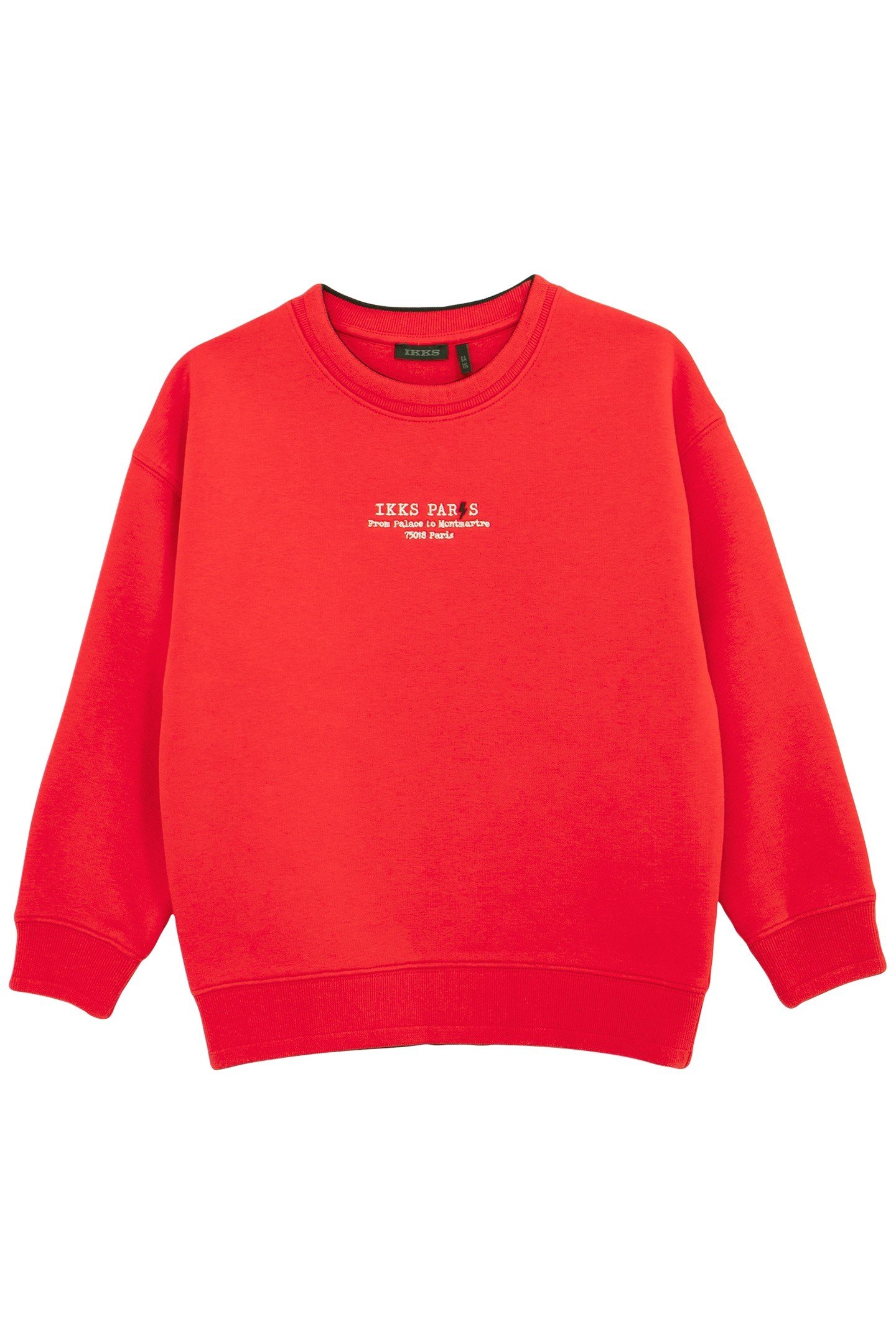 BOY'S RED FLEECE SWEATSHIRT WITH EMBROIDERED MESSAGE 1