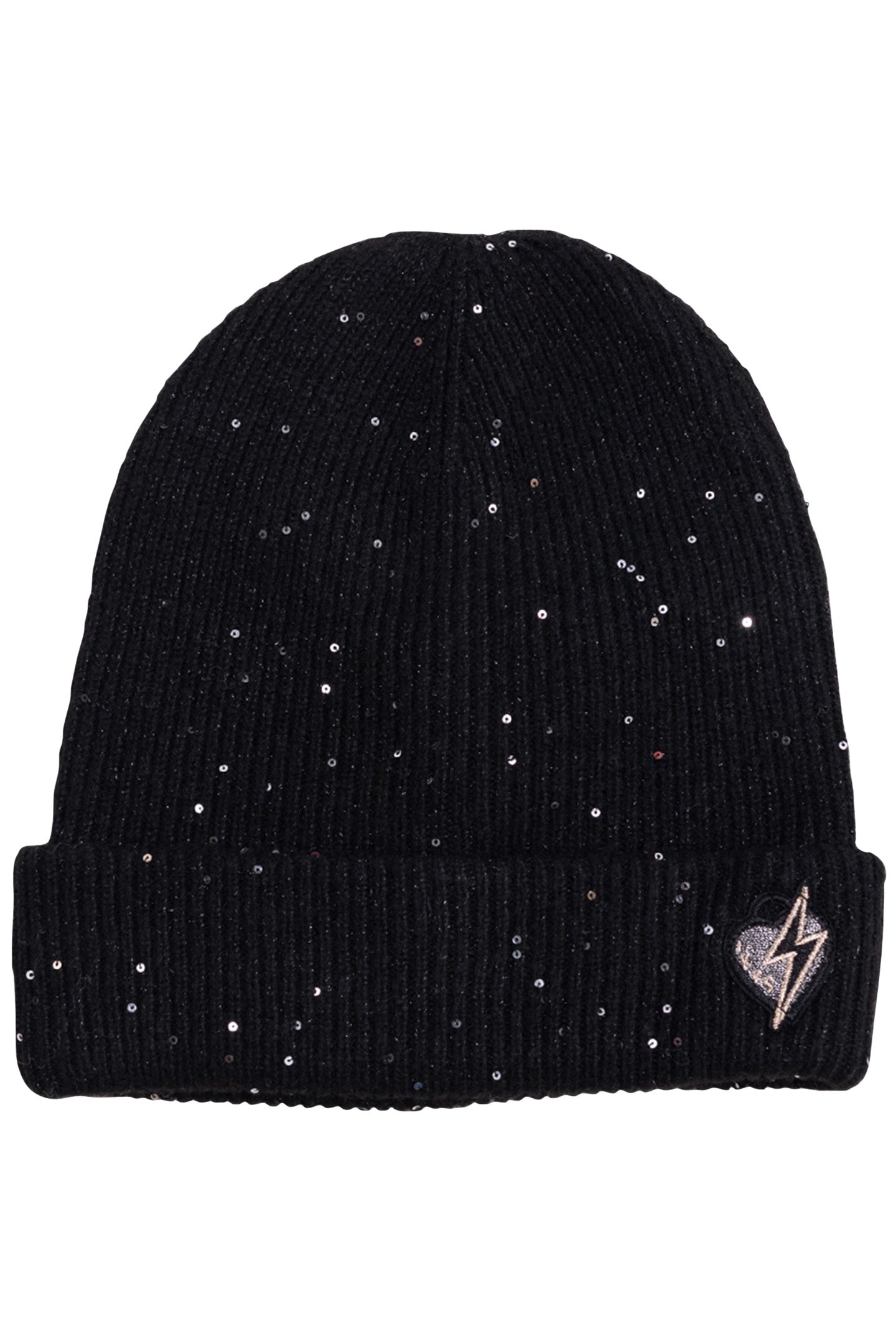 GIRL'S BLACK SEQUINED KNIT HAT 1
