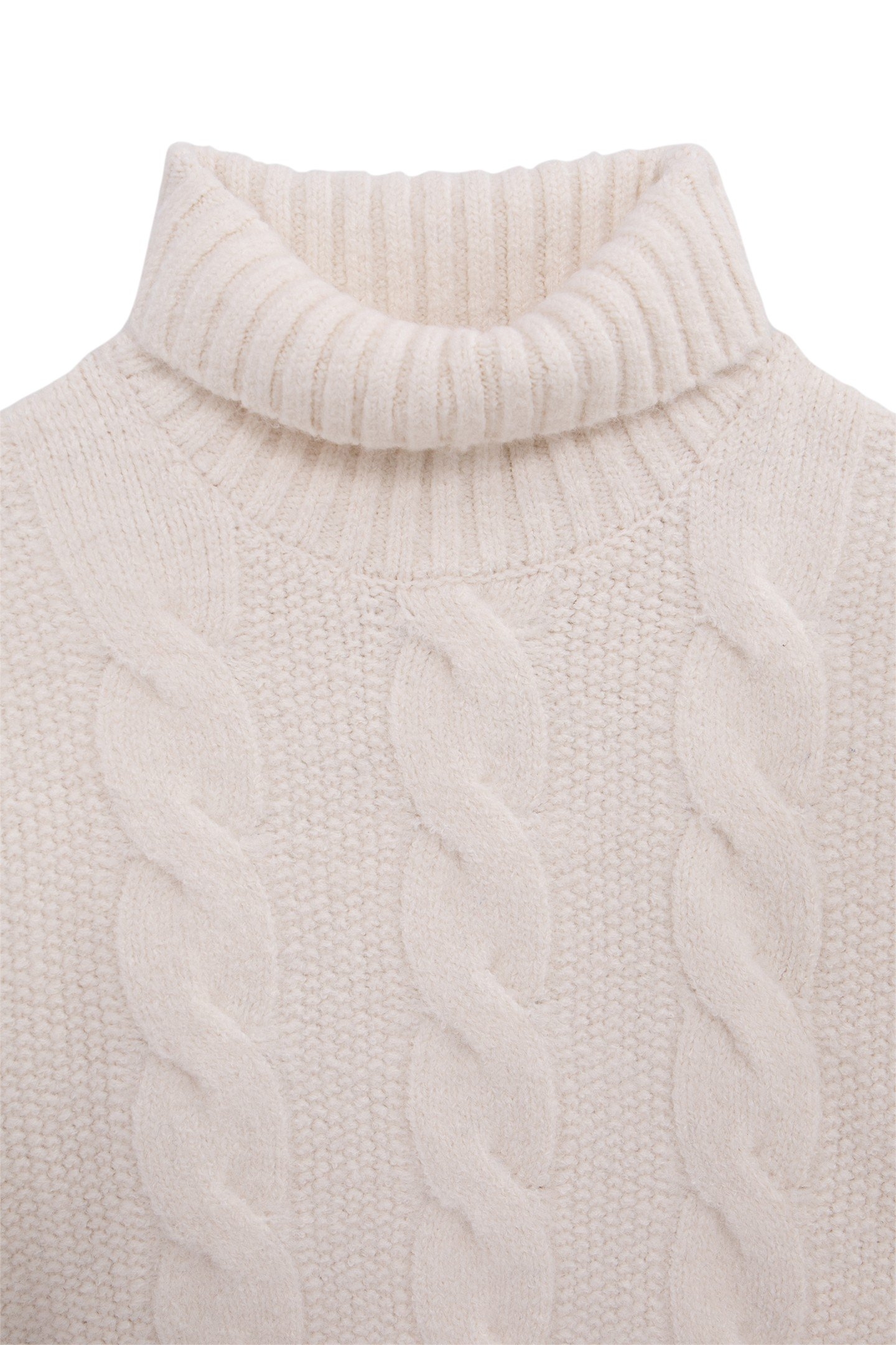 GIRL'S ECRU TURTLENECK KNIT SWEATER 3
