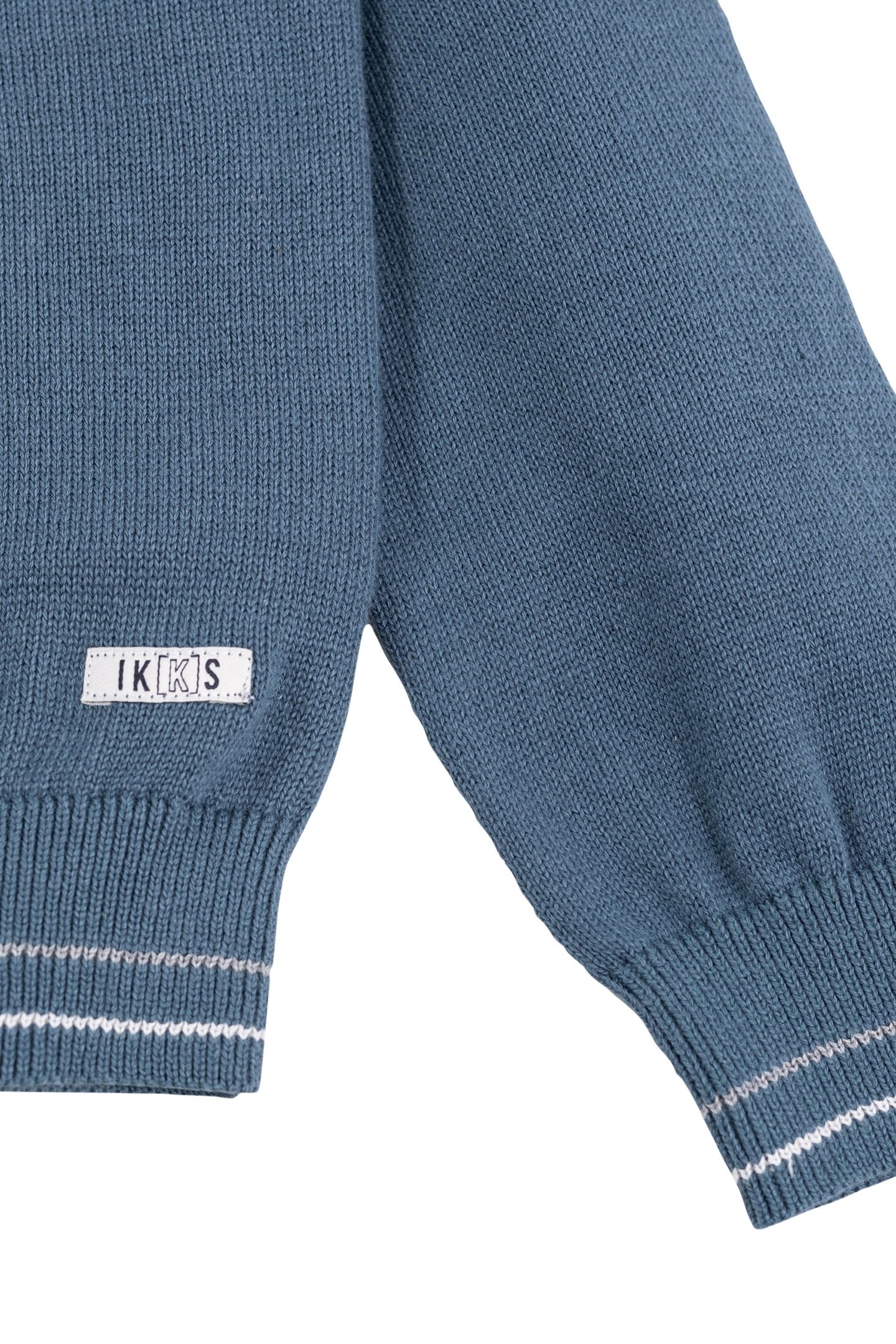 BOY'S BLUE KNITTED HOODIE WITH EMBROIDERED MESSAGE 3