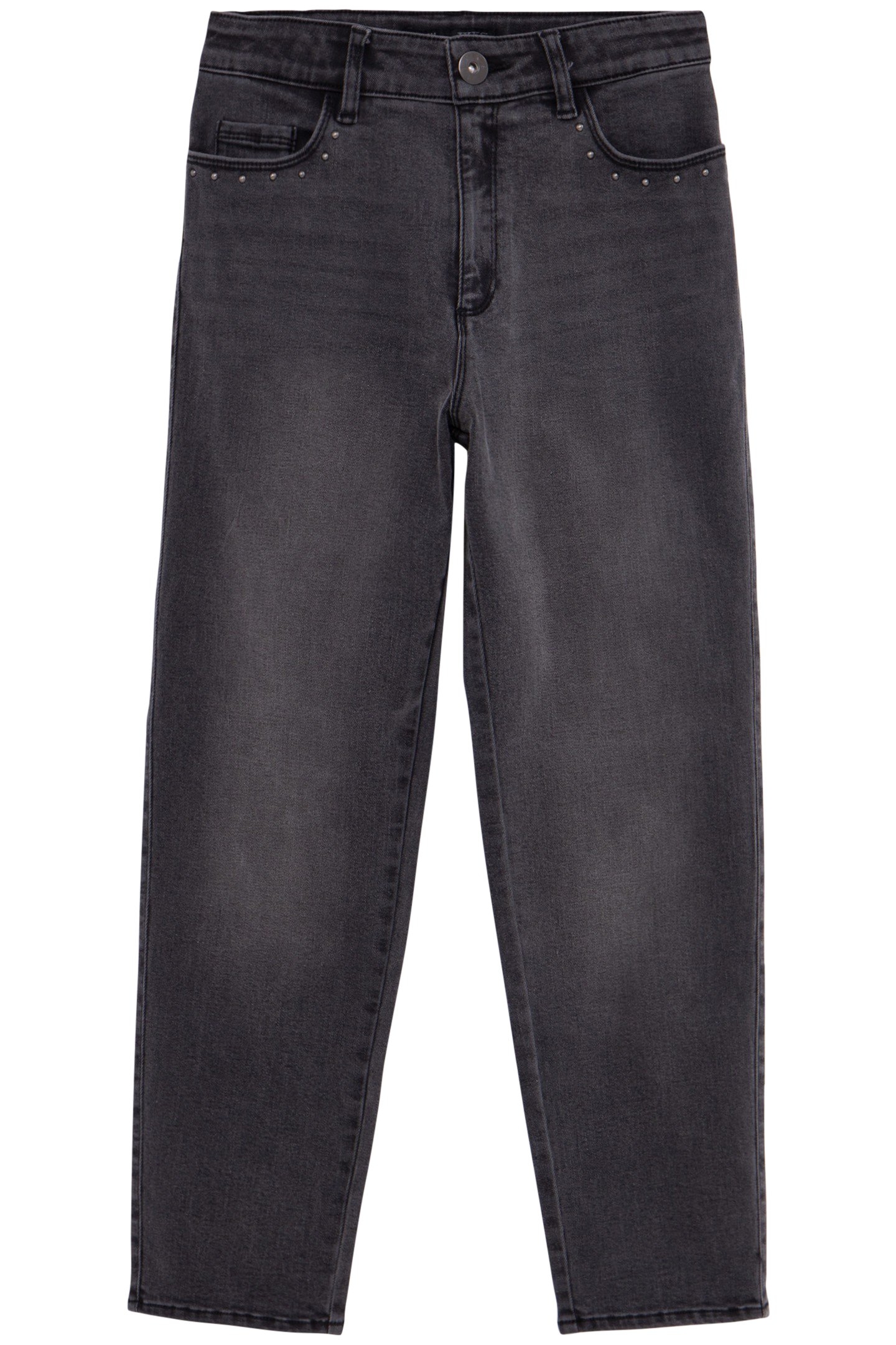 GIRL'S MOM GREY STUDDED JEANS 1