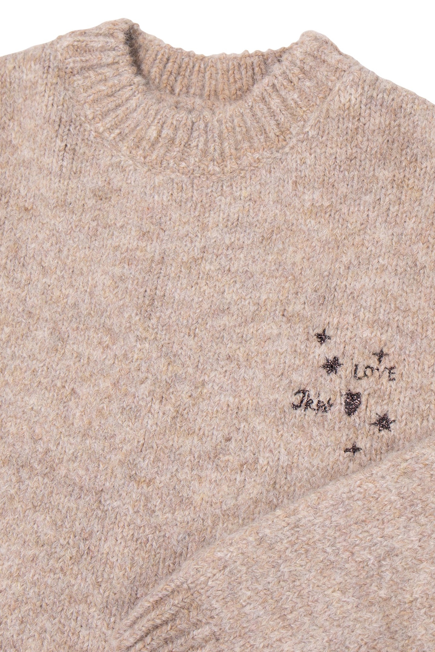 GIRL'S BEIGE KNITTED SWEATER DRESS WITH LUREX EMBROIDERY 5