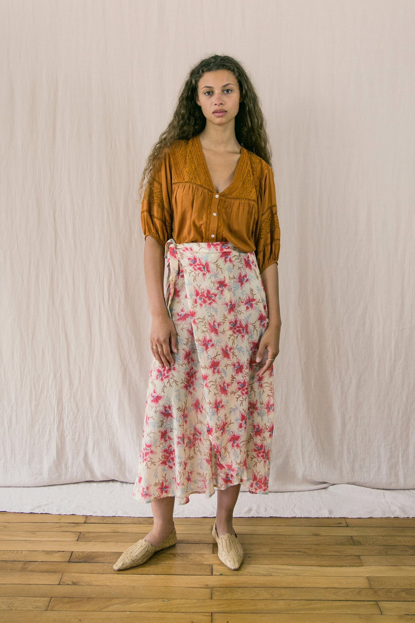 SKIRT LUCIA RASPBERRY FLOWERS 1