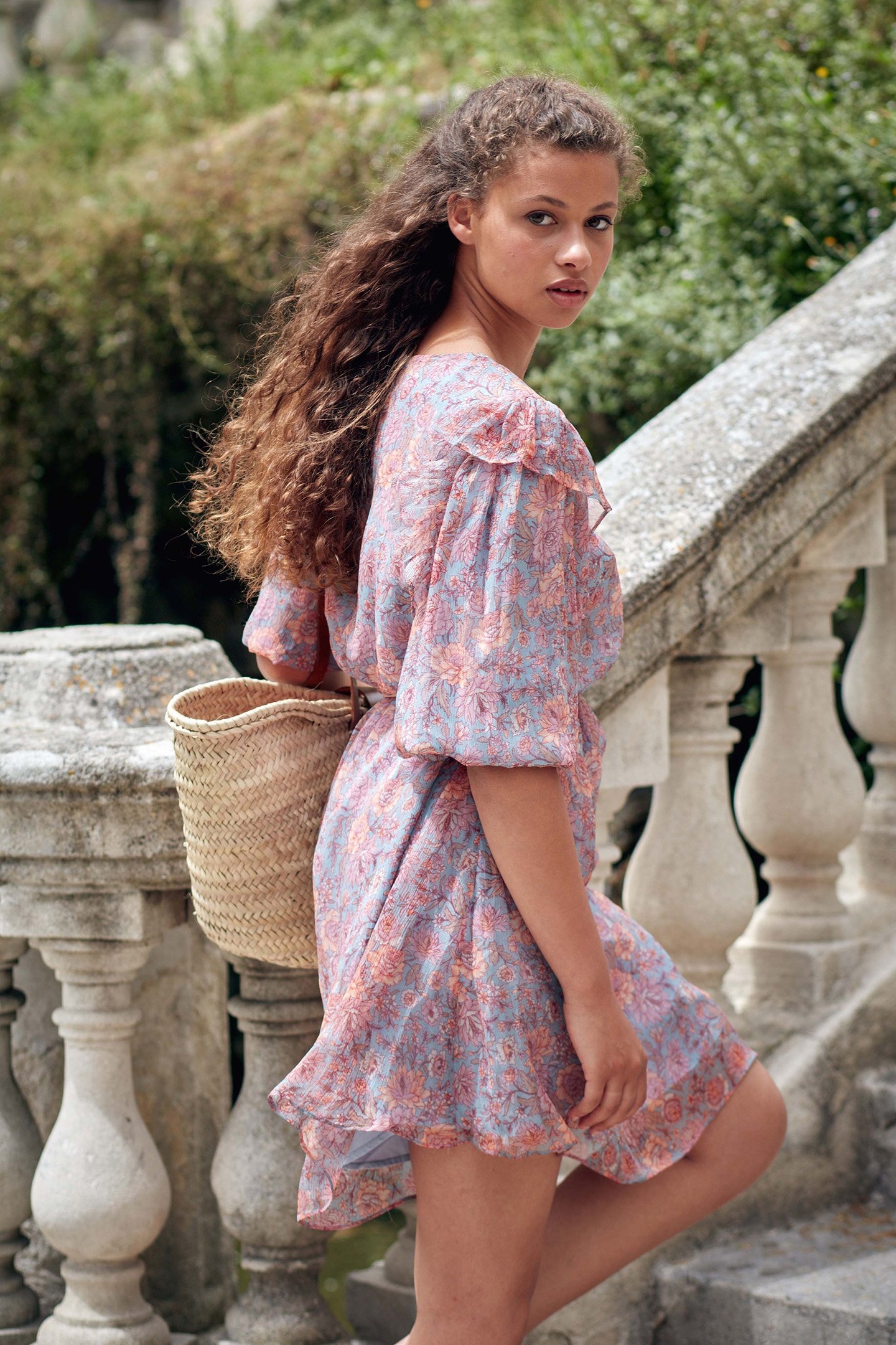 DRESS OTILIA BLUE GARDEN FLOWERS 2