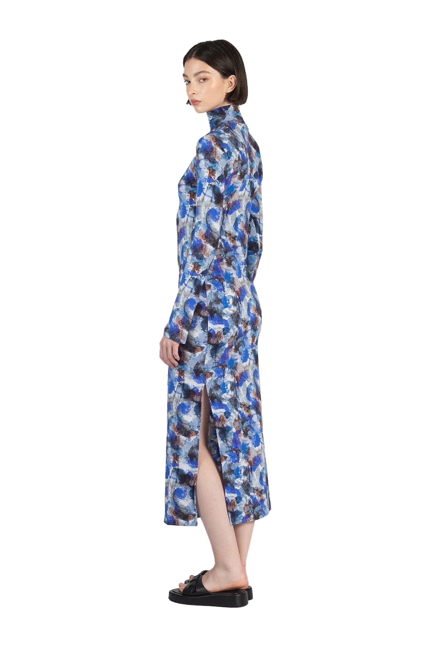 PRINTED TURTLENECK DRESS MULTICOLO R 3