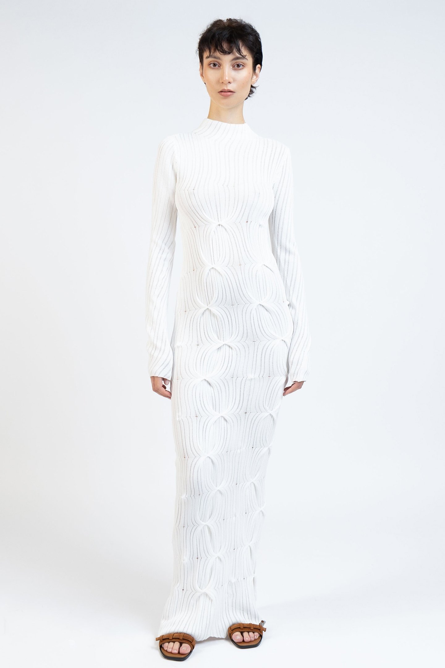 KNIT TURTLENECK DRESS CREAM 1