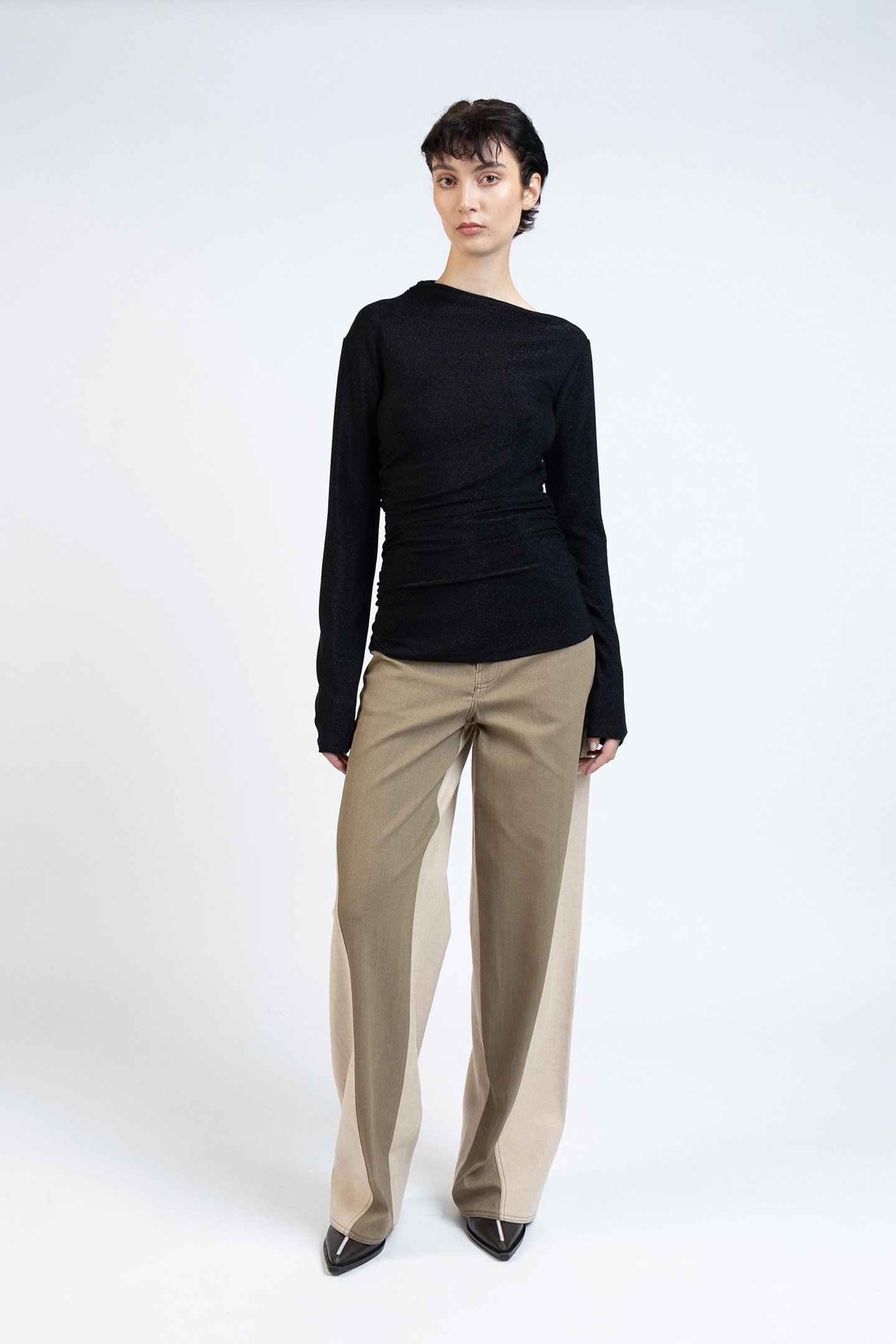 DRAPED JERSEY TOP SPARKLING BLACK 2