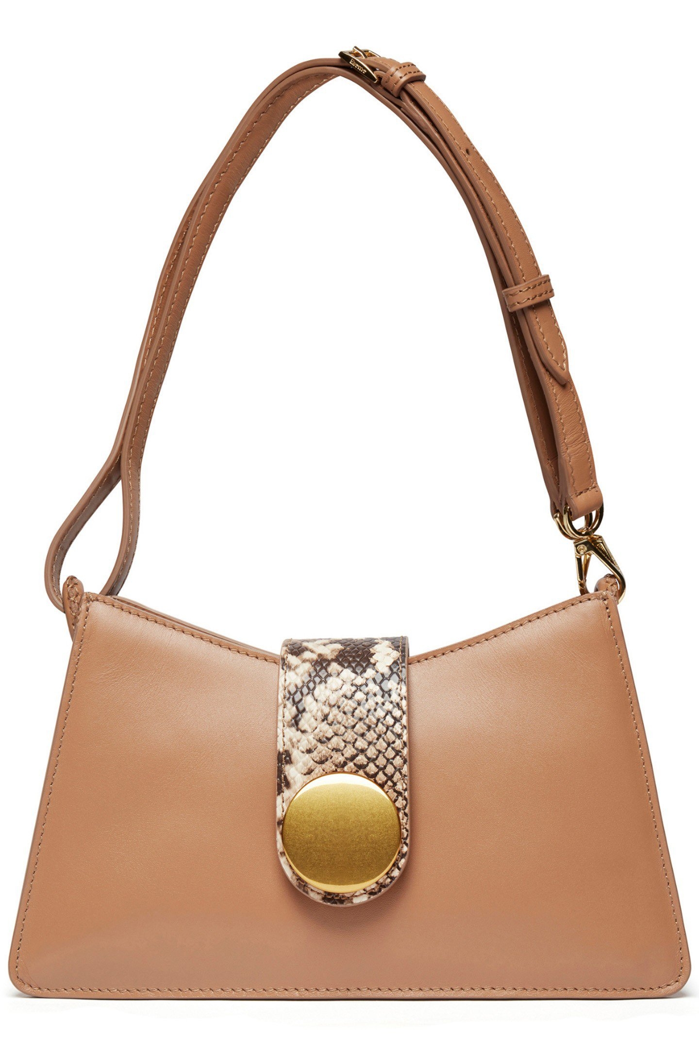 BUCKLE SHOULDER BAG CAMEL/PYTHON PRINT SAND 4
