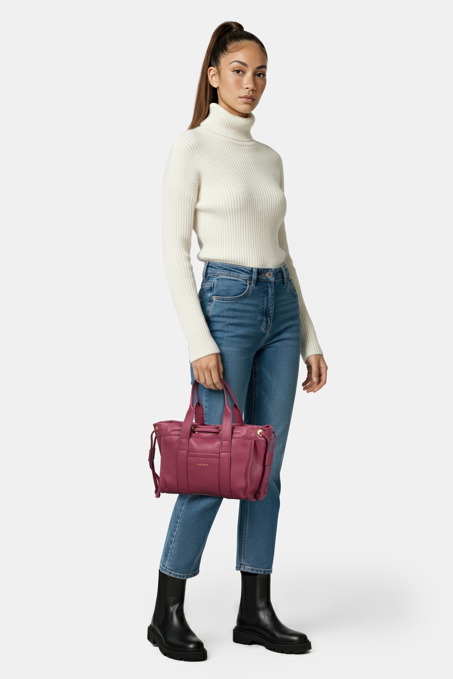 GRAINED LEATHER SMALL TOTE BAG 1