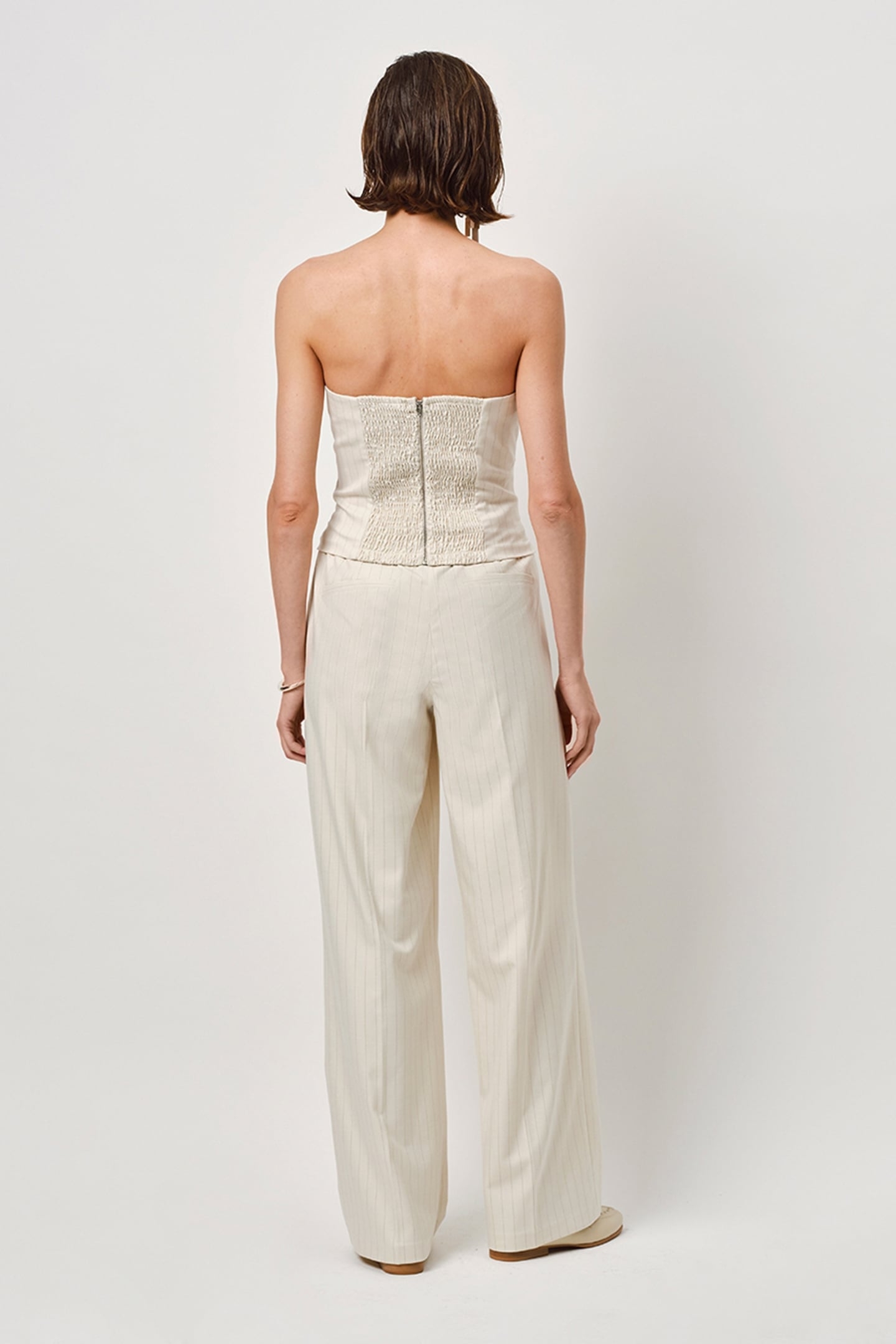 SPANGLE BUSTIER TOP ECRU 2