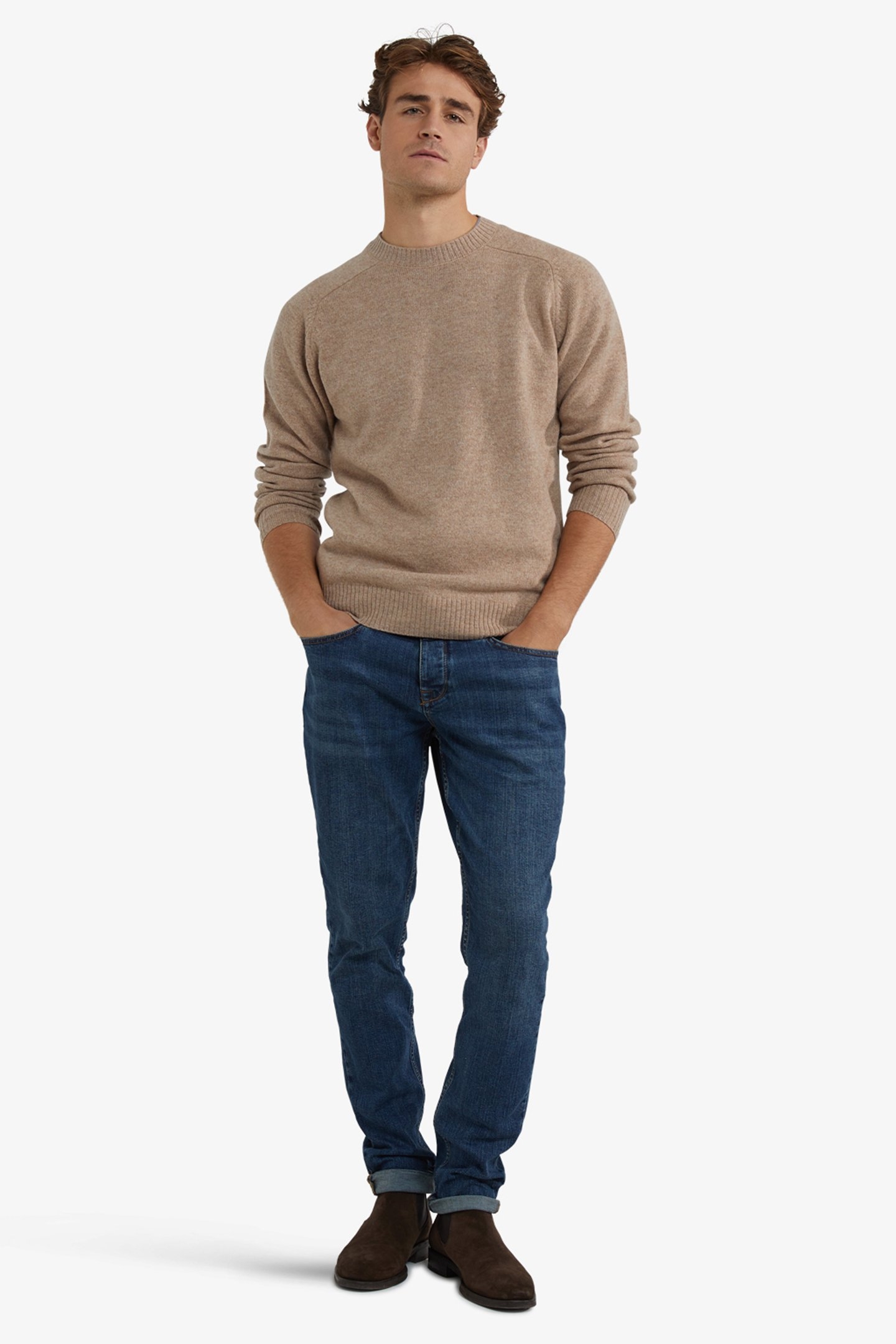 LAMBSWOOL CREW NECK SWEATER SAND 2