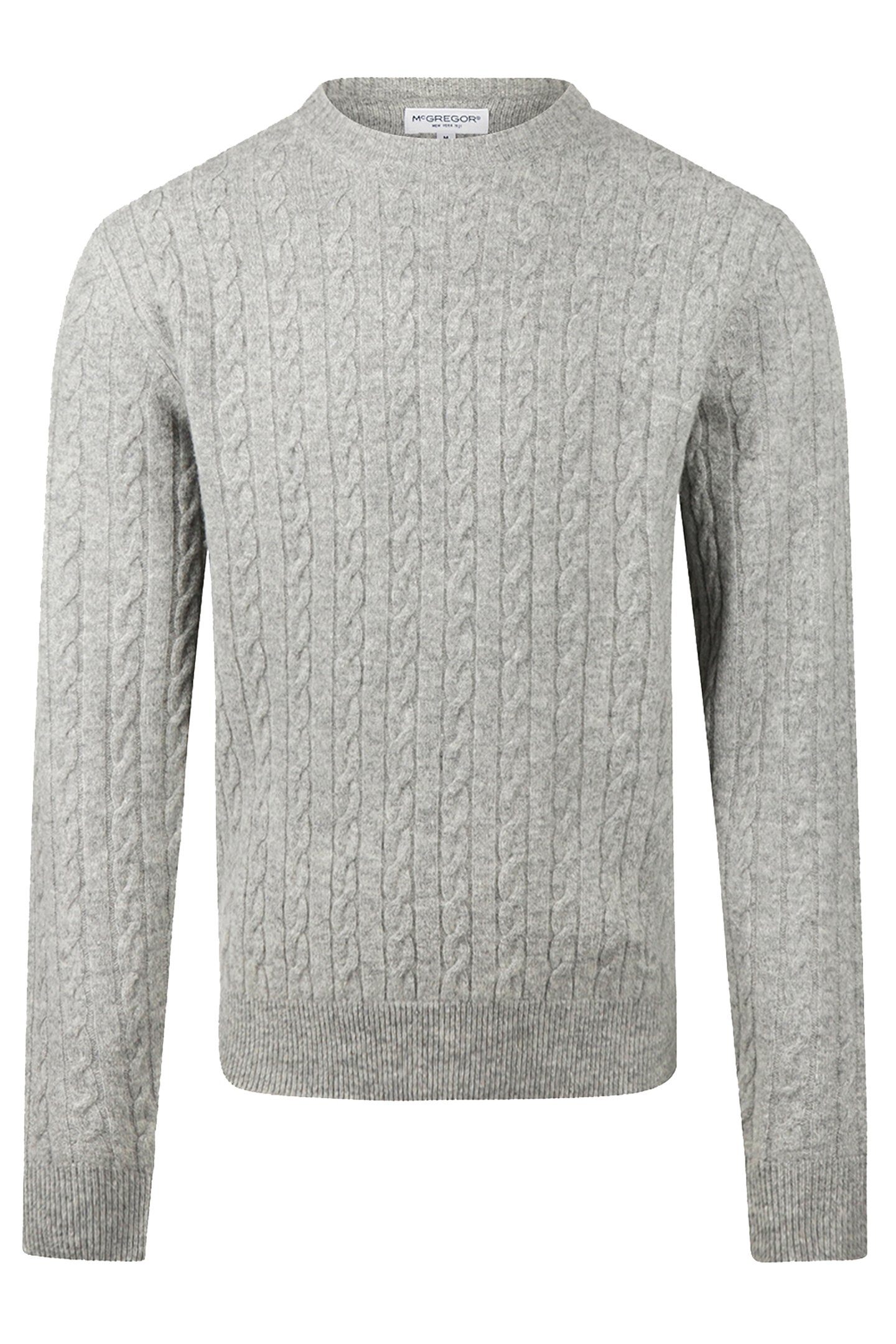 CABLE CREW NECK SWEATER MEDIUM GREY MELANGE 4