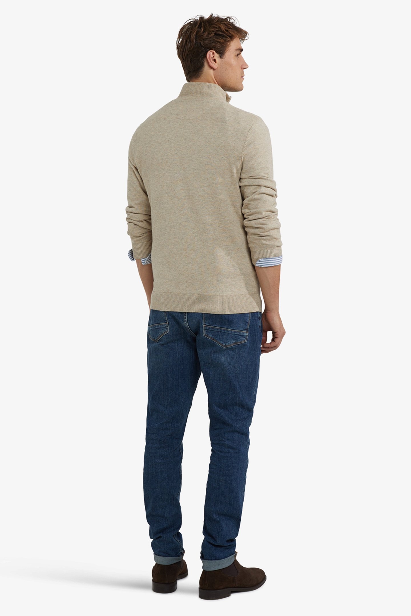 ZIP MOCK SWEATER SAND 3