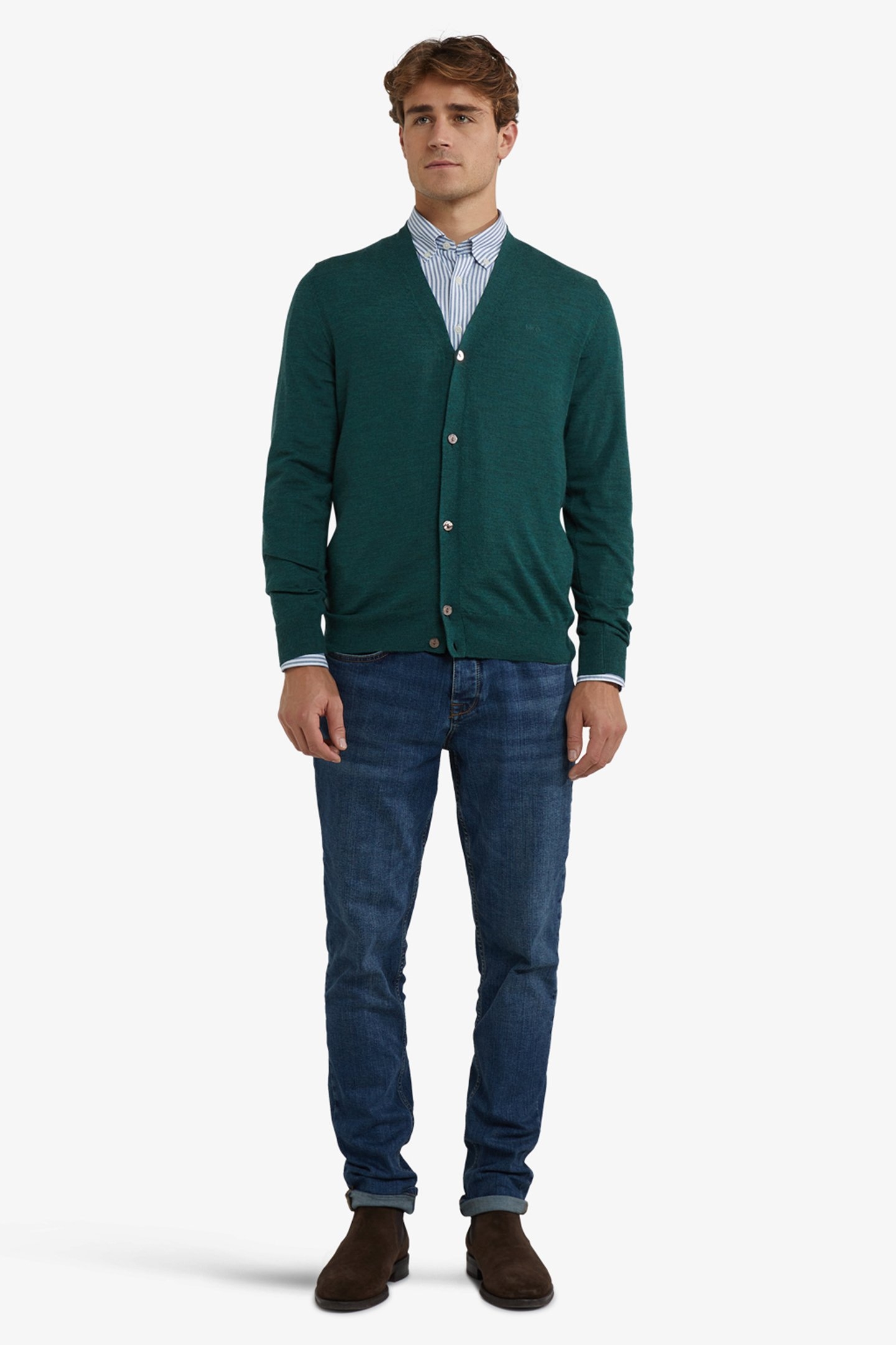 FINE MERINO CLASSIC CARDIGAN WINTER SAGE 2