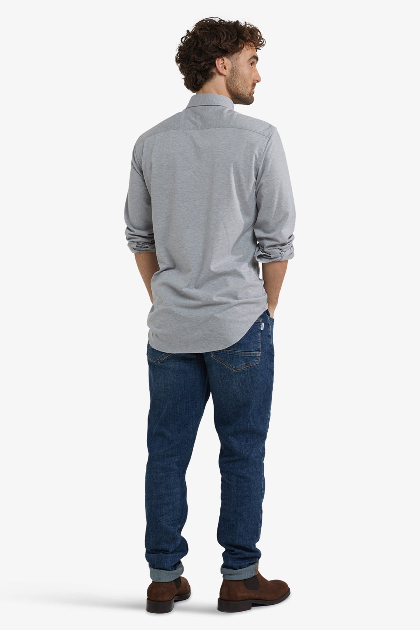 STRETCH PIQUE SHIRT MEDIUM GREY MELANGE 3