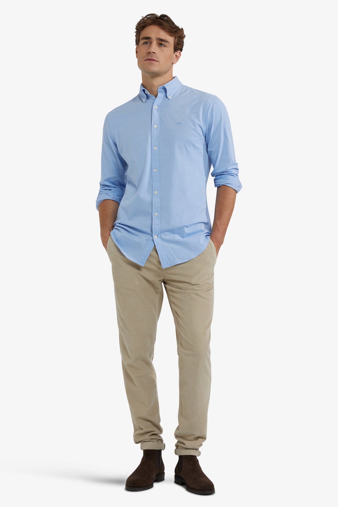 STRETCH PIQUE SHIRT LIGHT BLUE 2