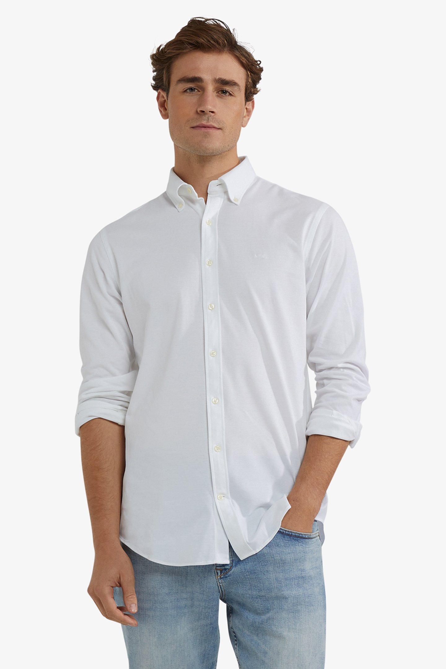 STRETCH PIQUE SHIRT WHITE 1