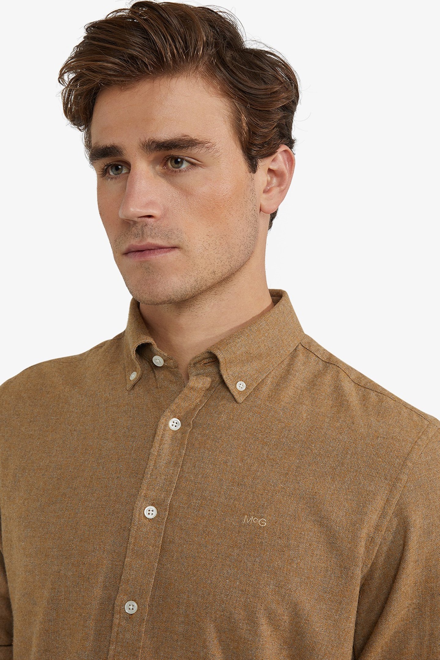 FLANNEL MELANGE OXFORD SHIRT CAMEL 4