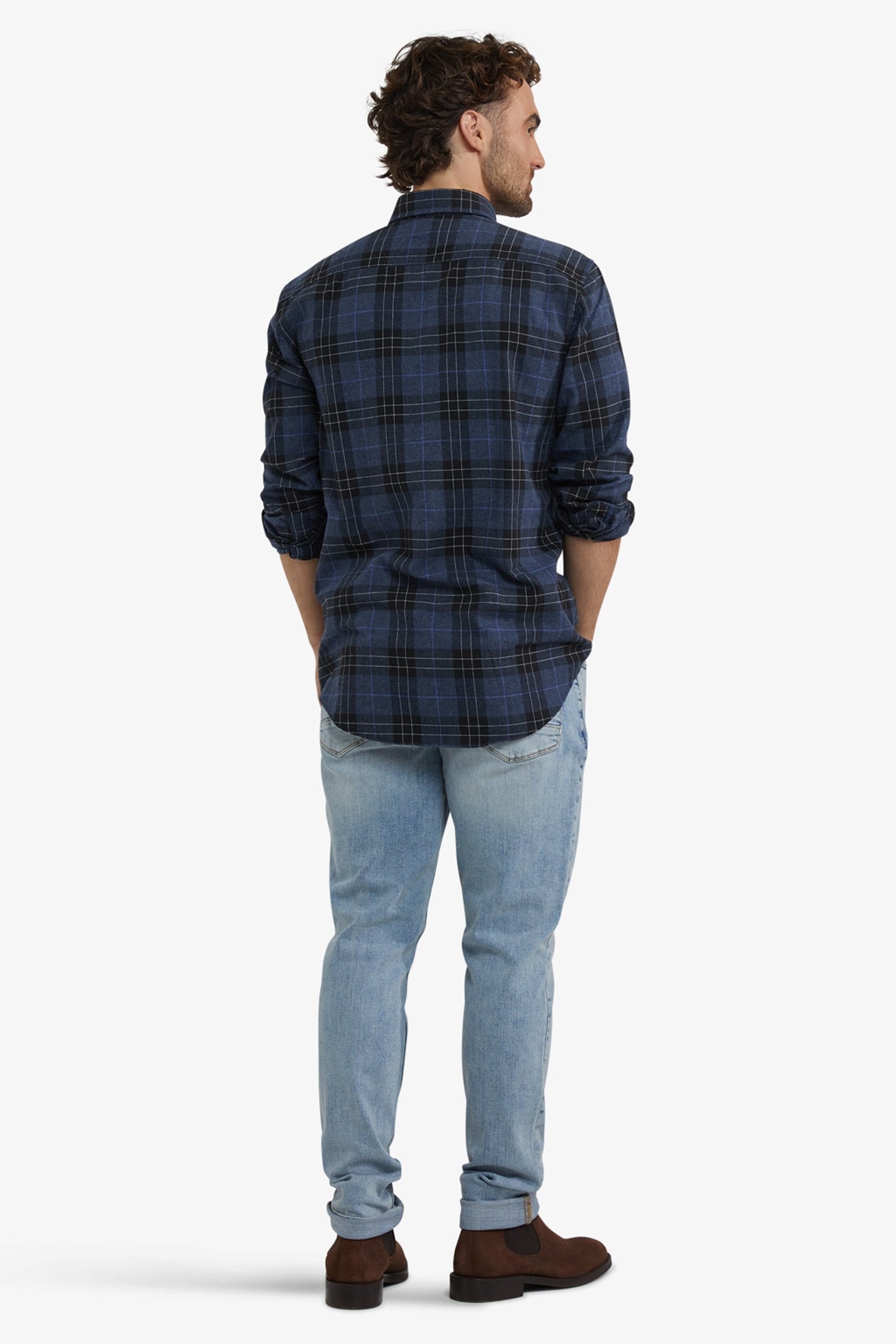 FLANNEL CHECK SHIRT NAVY 3