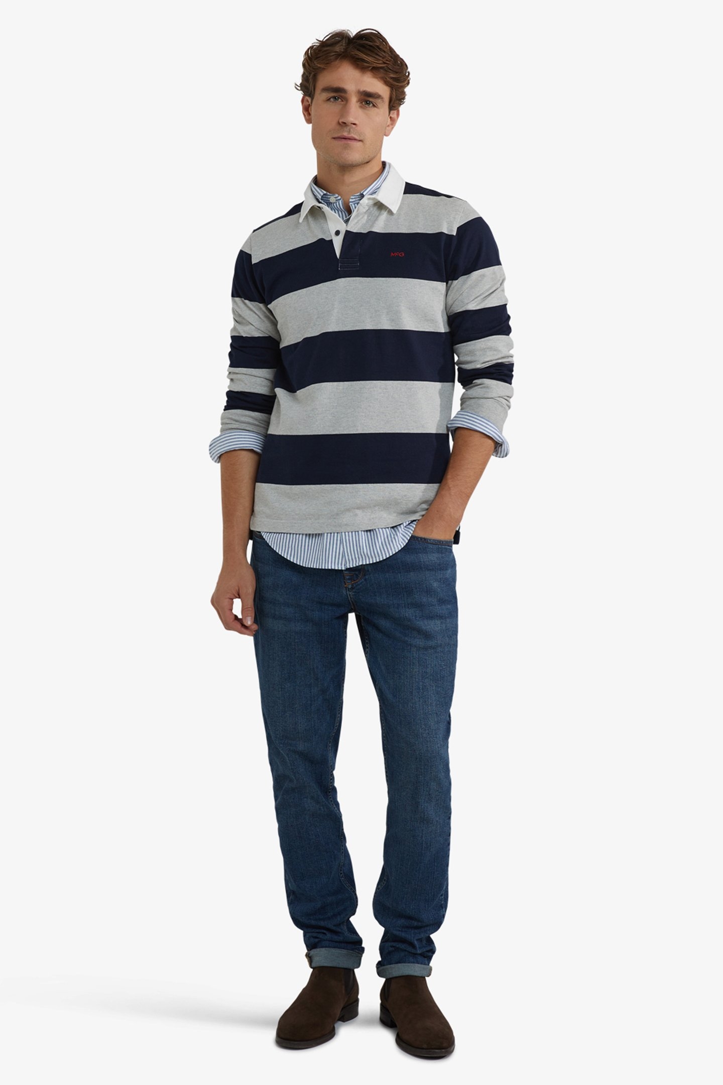 STRIPED RUGBY MEDIUM GREY MELANGE 2