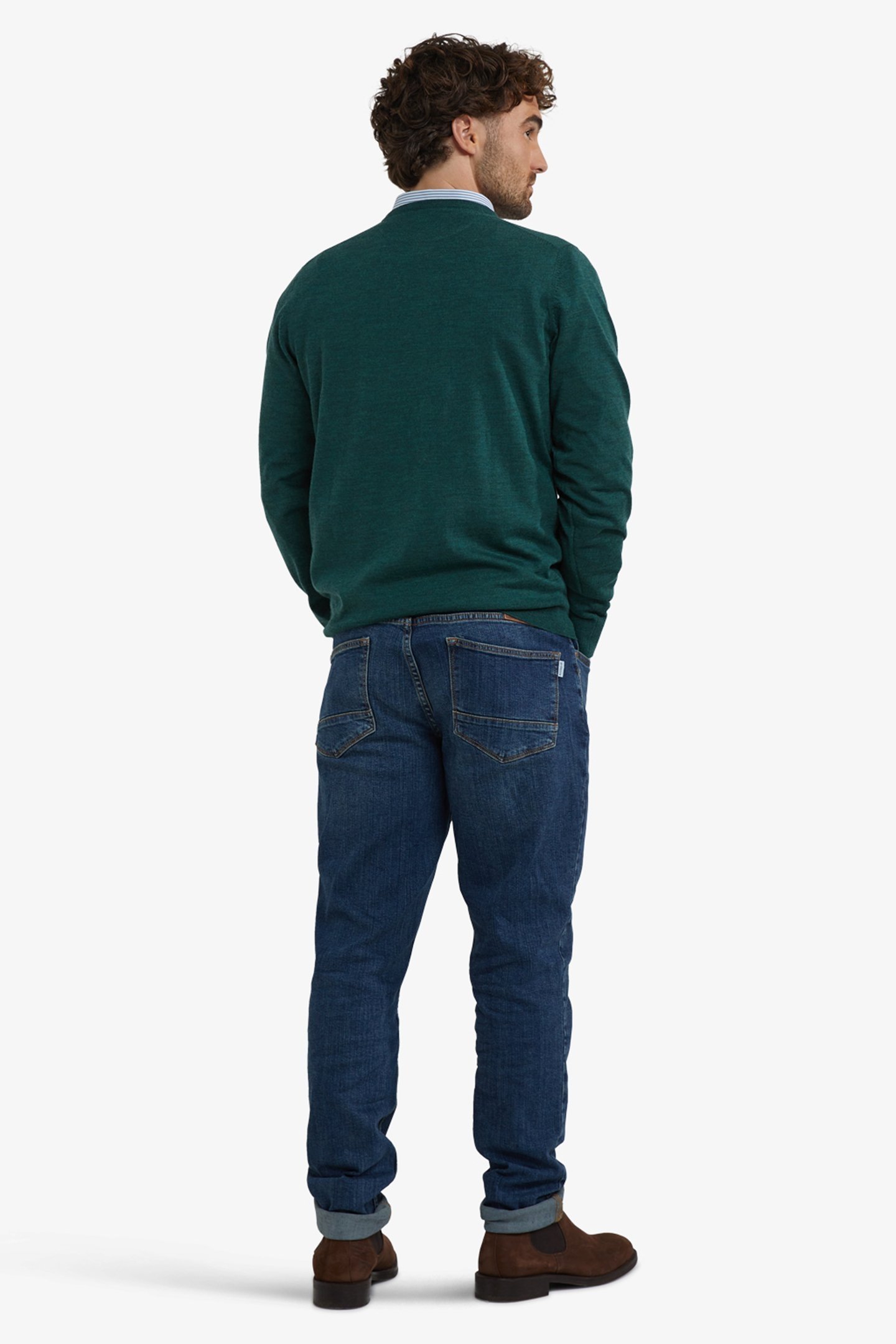 FINE MERINO V-NECK SWEATER WINTER SAGE 3