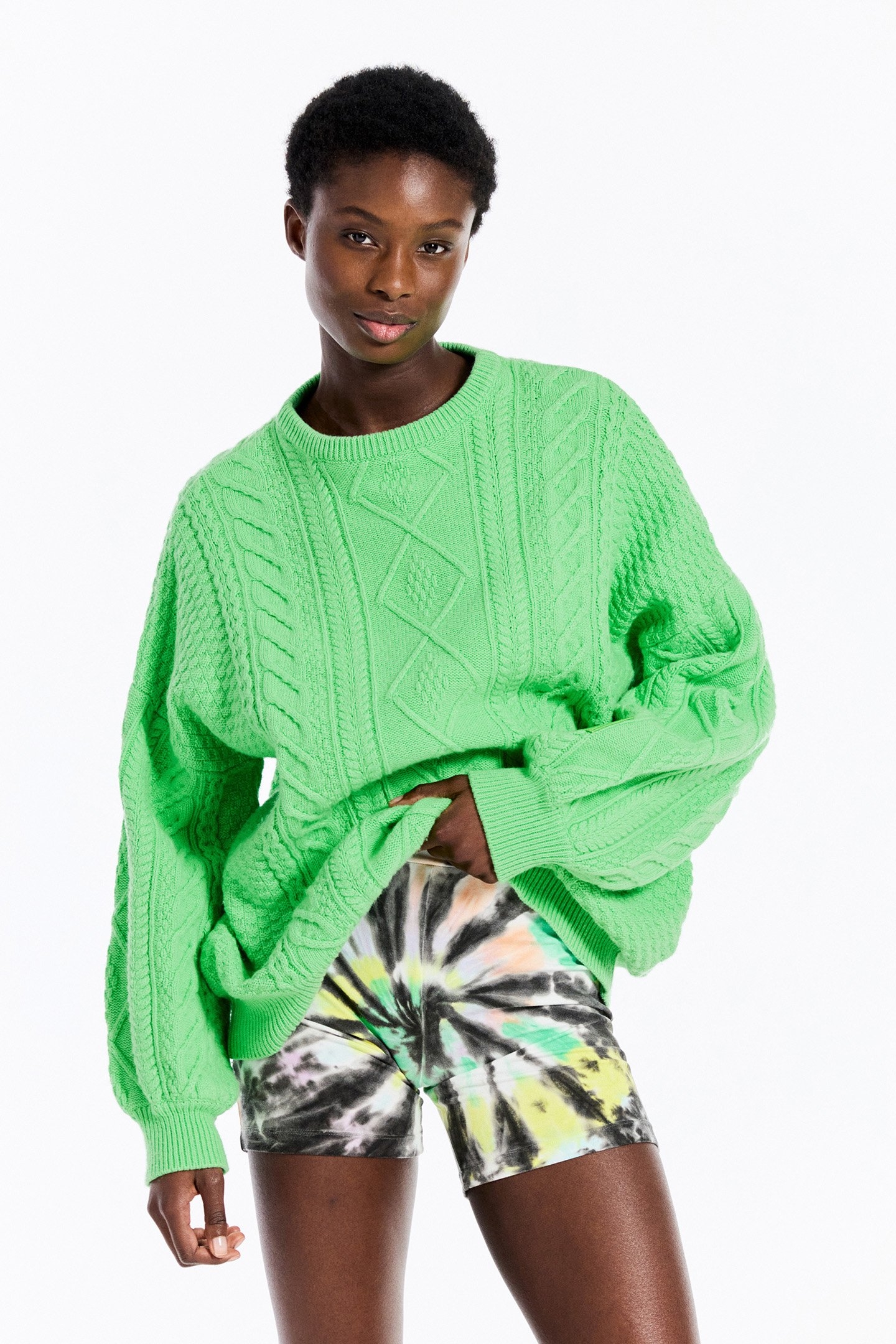 FAUVE KNITTED JUMPER GREEN 1