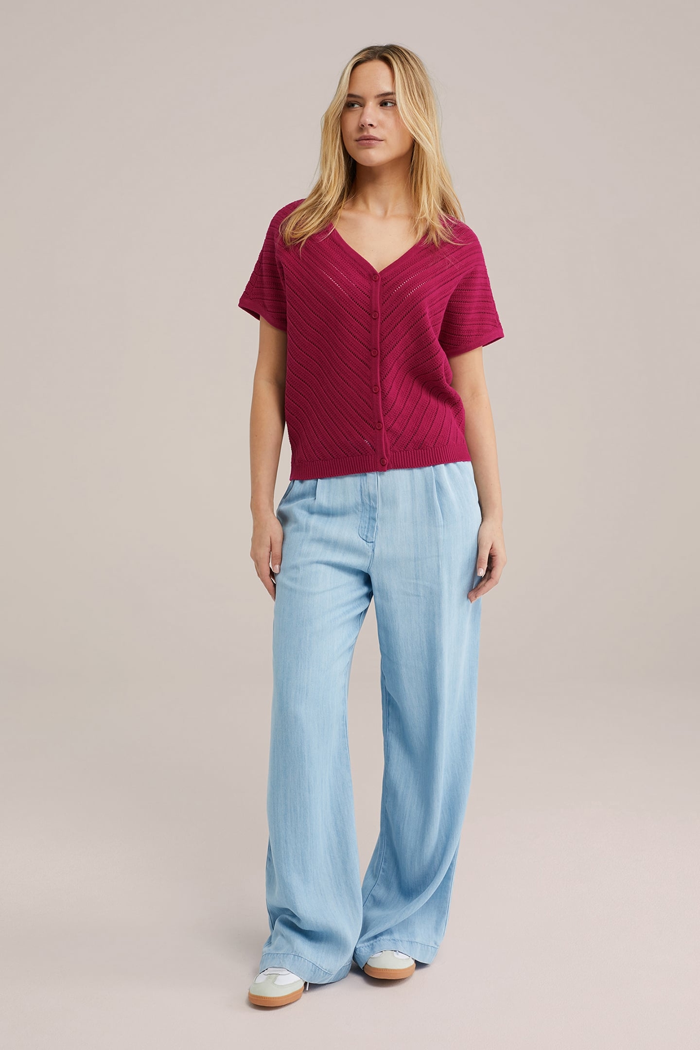 KNITTED CARDIGAN BURGUNDY RED 3