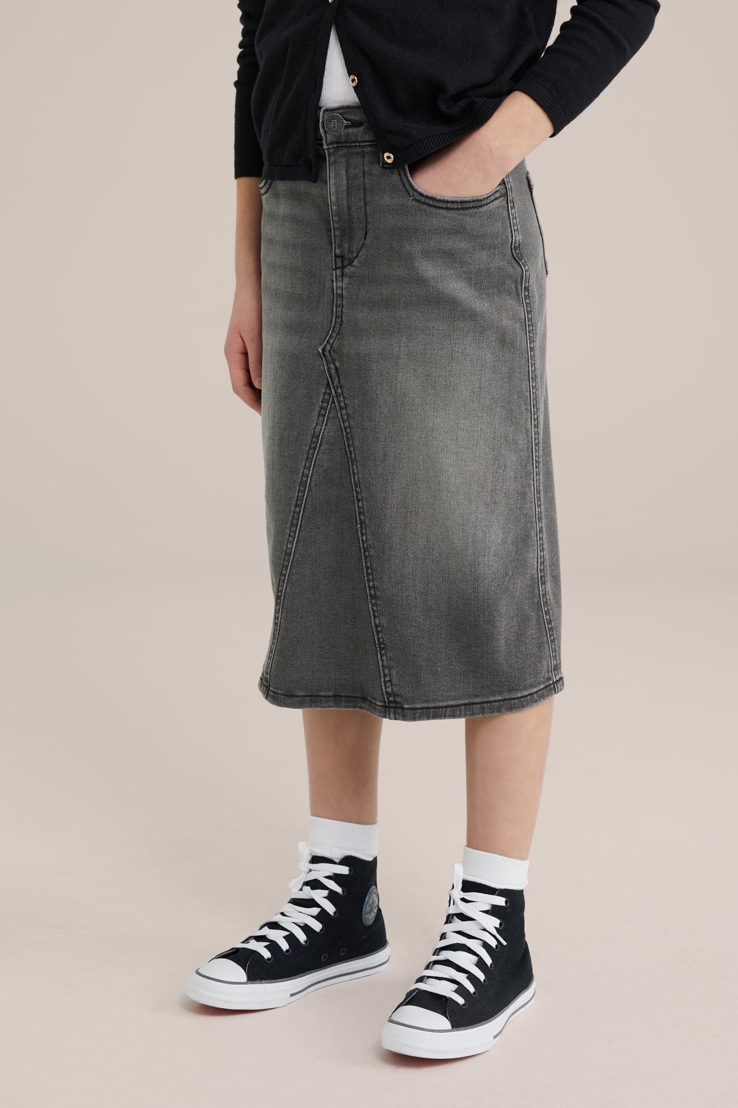 SKIRT MEDIUM LENGTH BLENDED DARK GREY 1