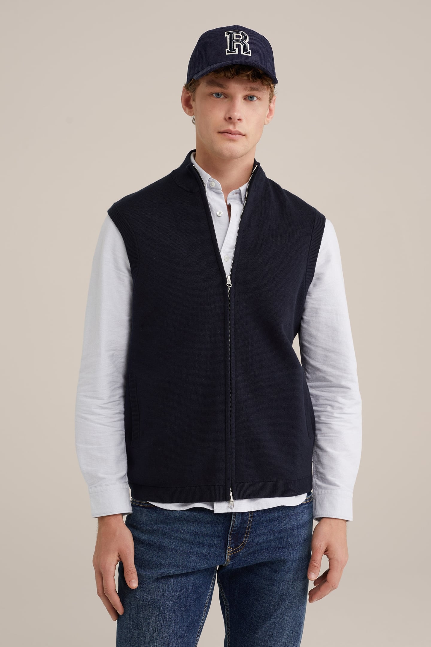 CARDIGAN WITH ZIPPER NAVY BLUE 1