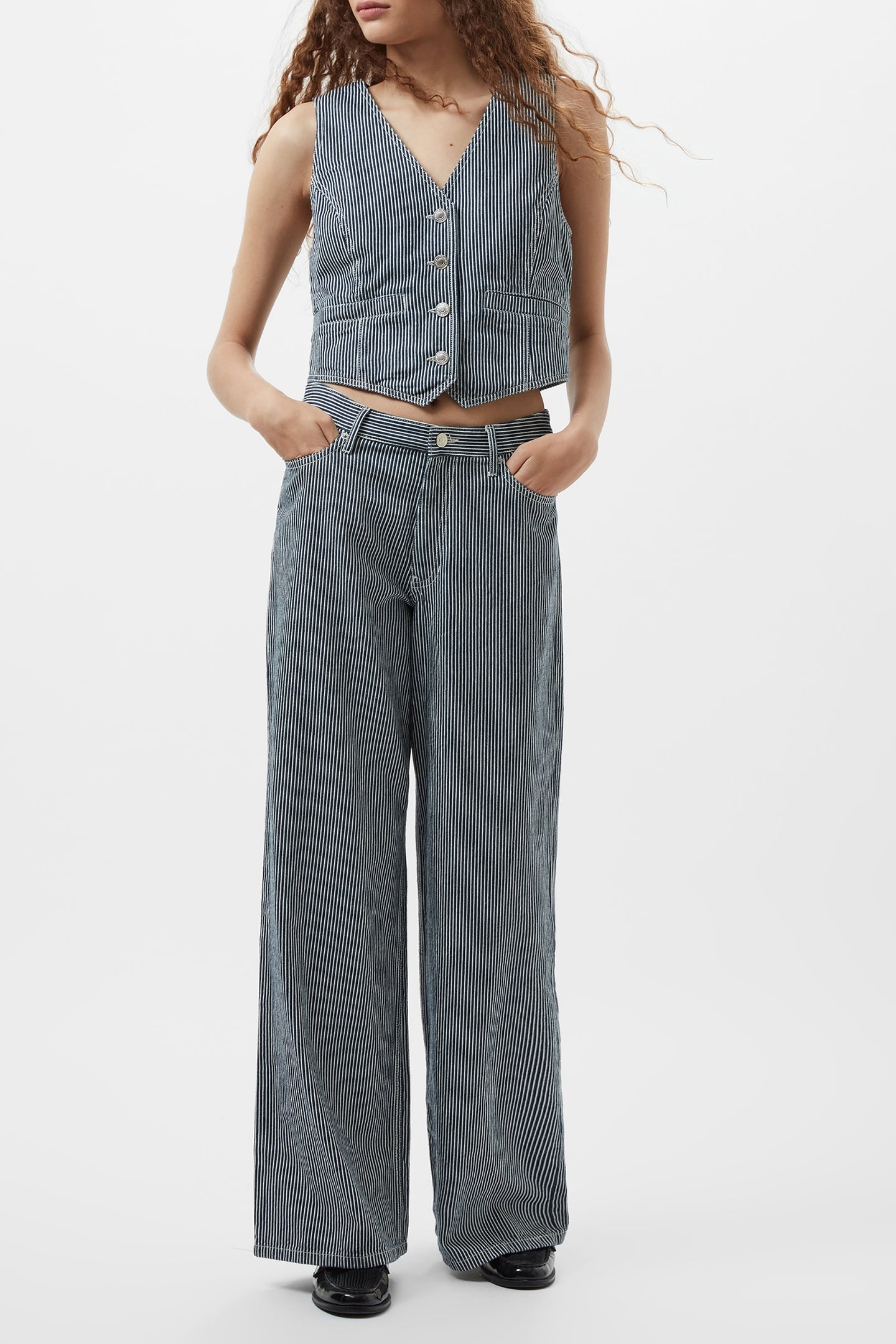 EVERETT STRIPE JEAN INDIGO/WHITE DENIM 1