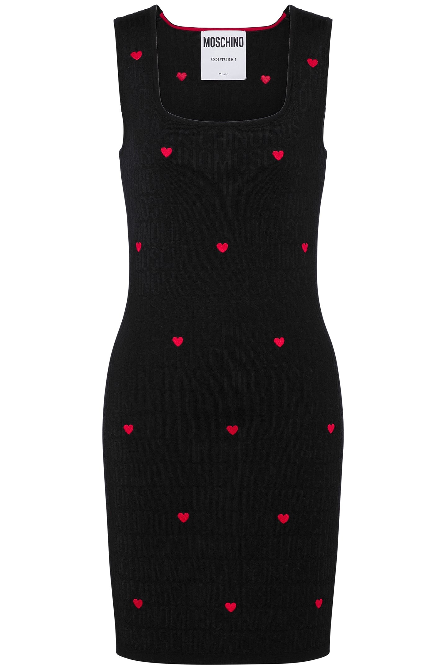 WOOL DRESS WITH ALLOVER LOGO HEARTS BLACK 3