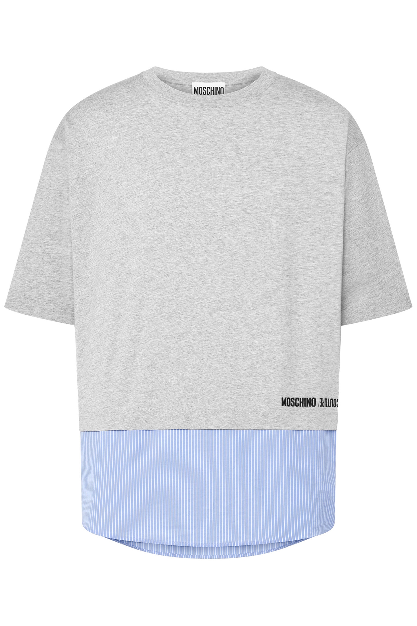 T-SHIRT WITH STRIPED HEM GREY 3