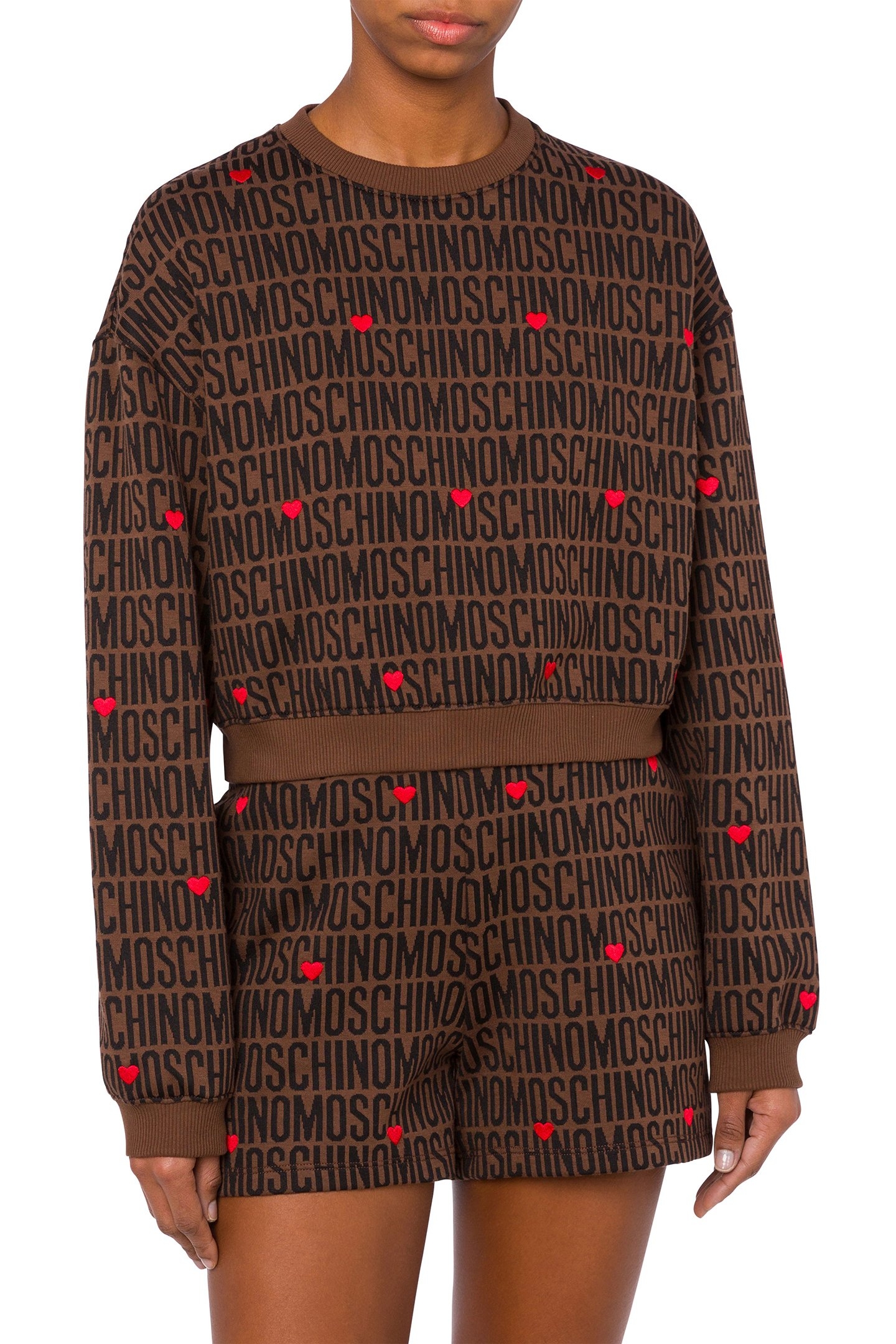 SWEATSHIRT MOSCHINO LOGO BROWN 1