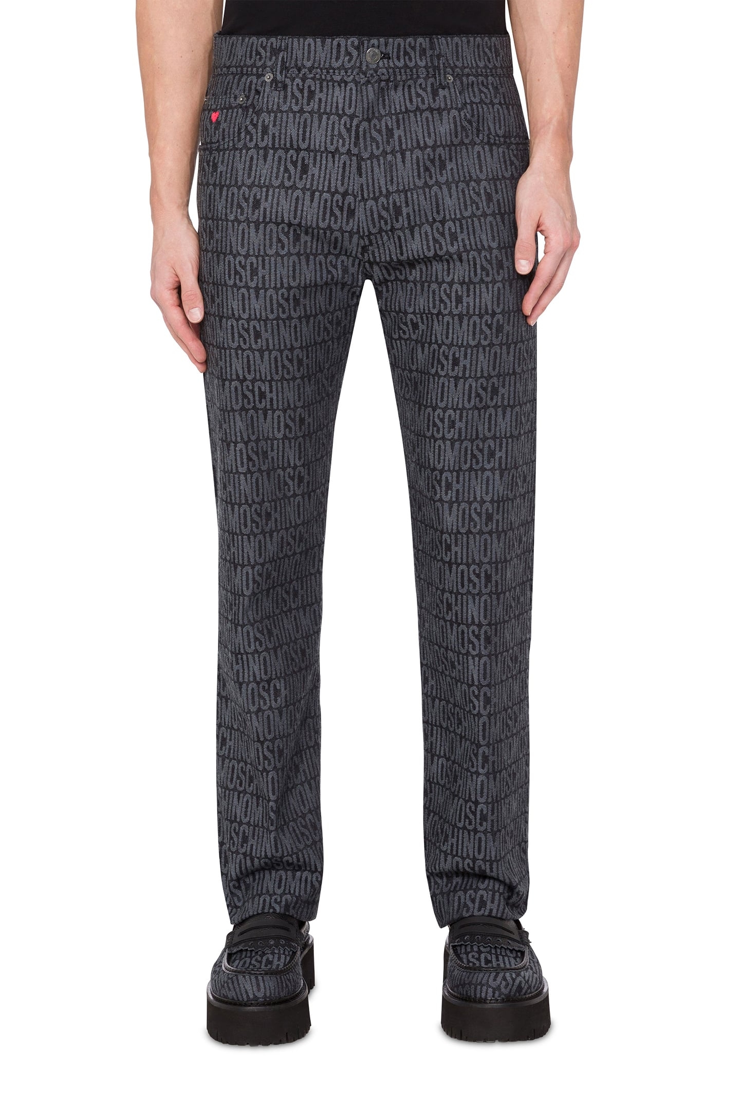 ALLOVER LOGO BLACK DENIM TROUSERS BLACK 1