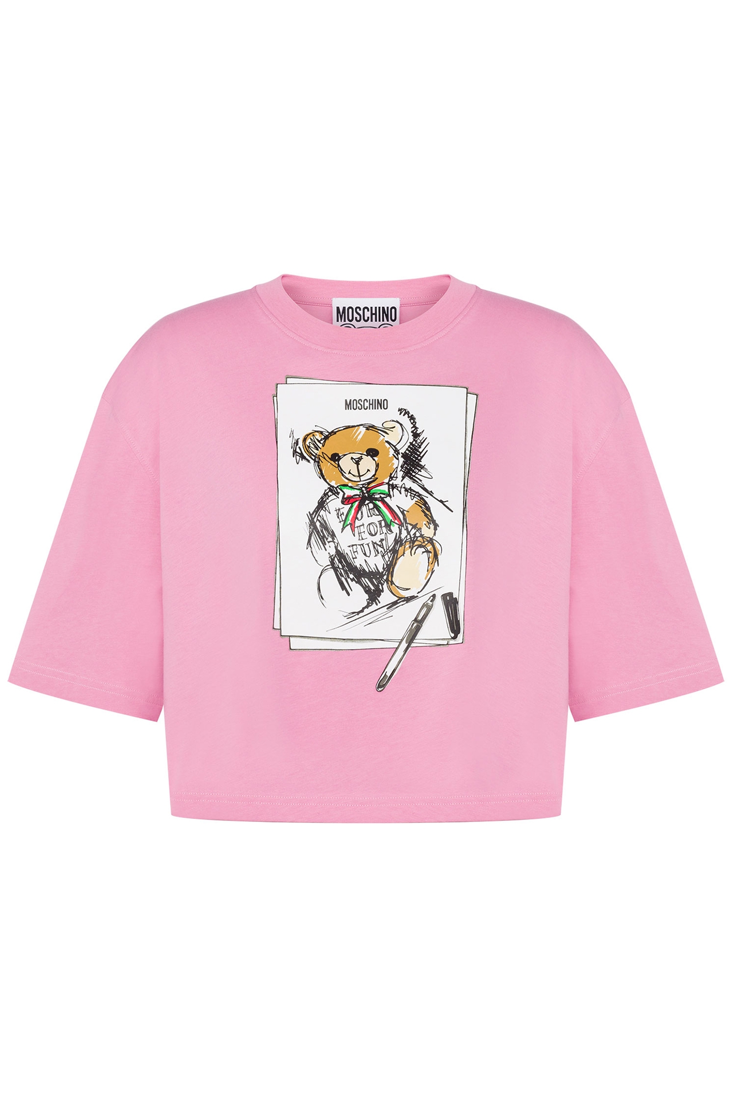 T-SHIRT CROPPED MOSCHINO TEDDY BEAR PINK 3