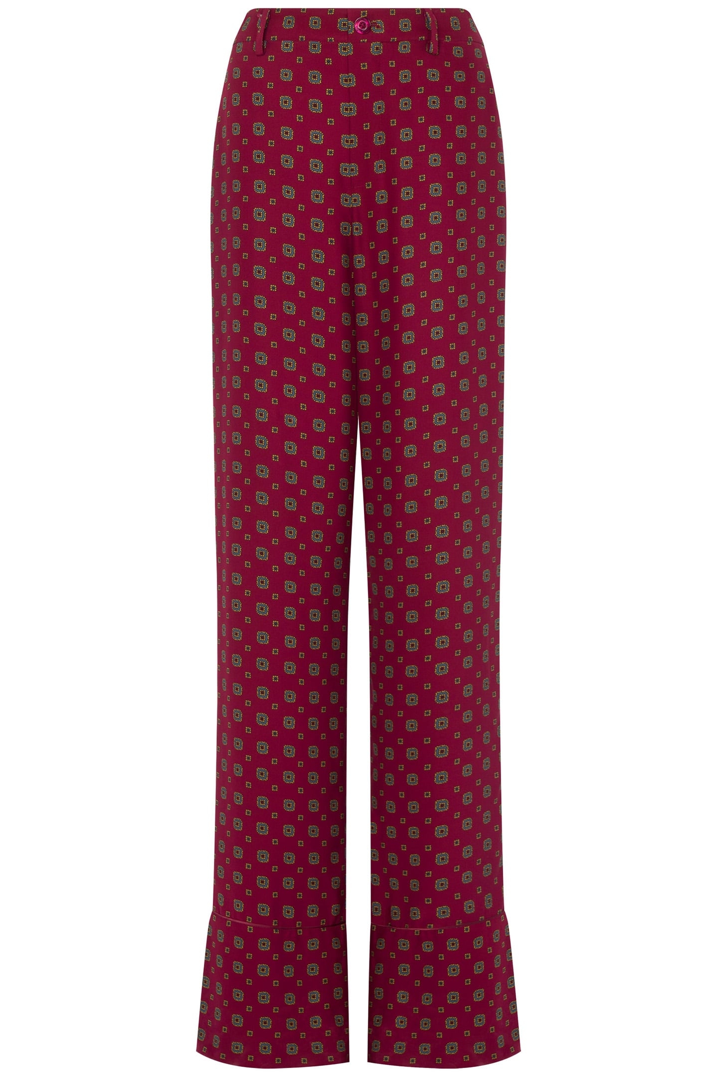TIE PRINT SATIN TROUSERS RED 3