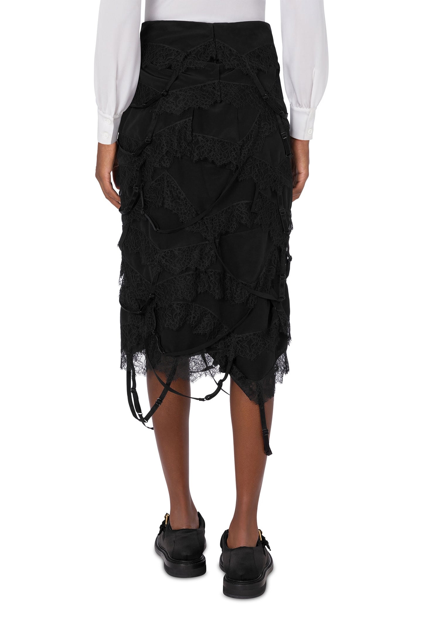 LAYER UP CRÊPE DE CHINE MIDI SKIRT BLACK 2