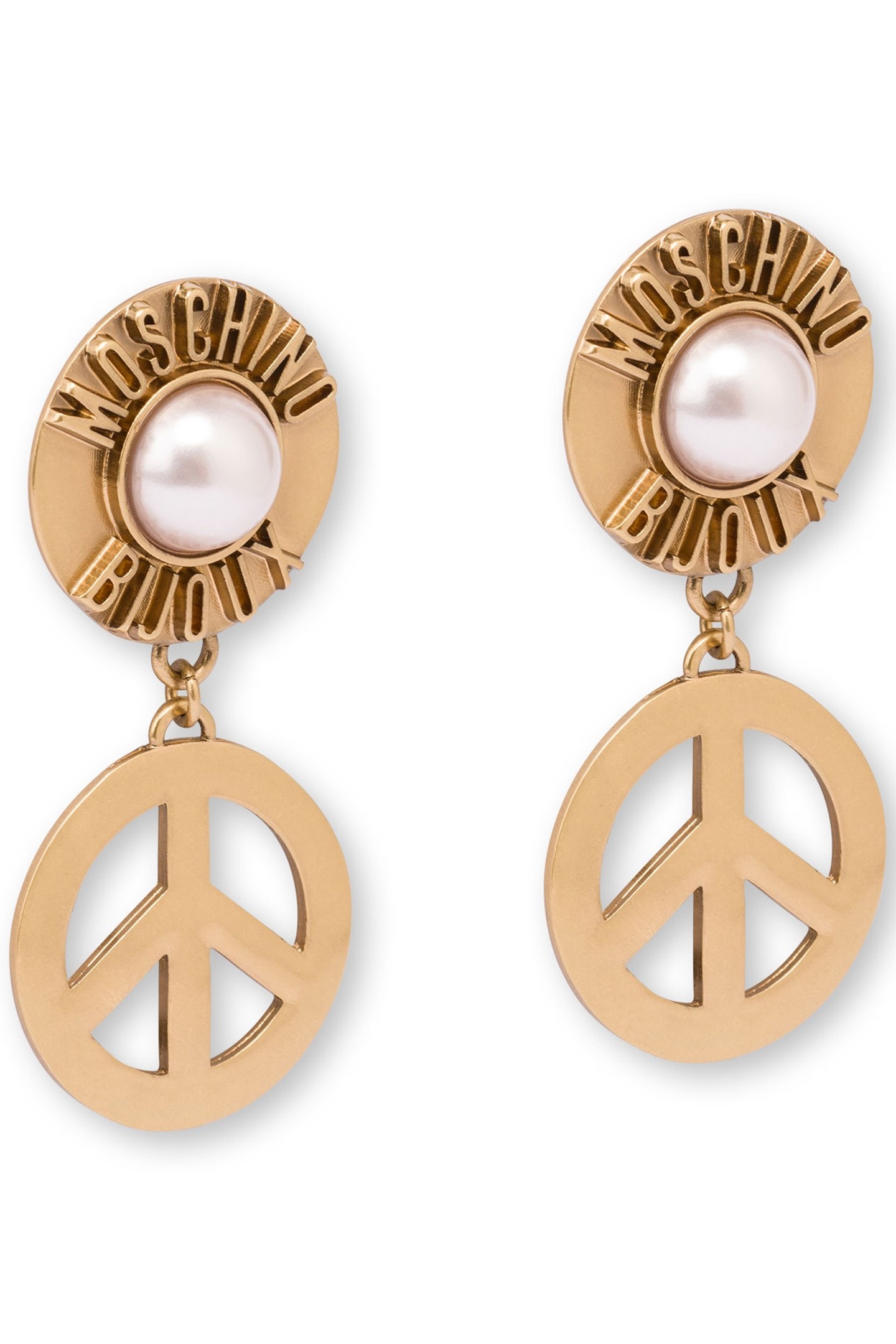 GOLD EARRINGS WITH PEACE SYMBOL GOLD 3