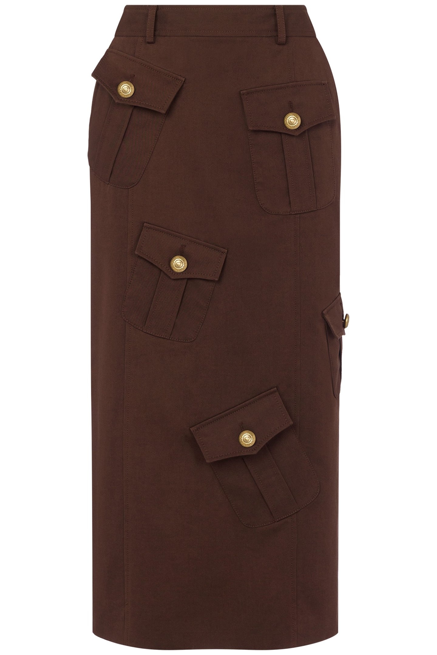 MILITARY TWIST GABARDINE SKIRT BROWN 3