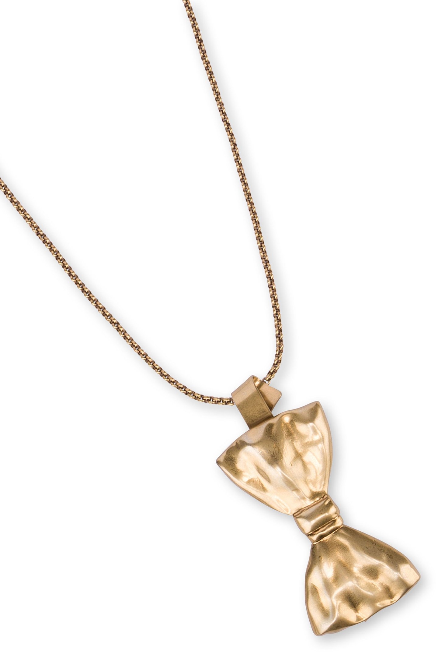 BOW TIE PENDANT NECKLACE GOLD 2
