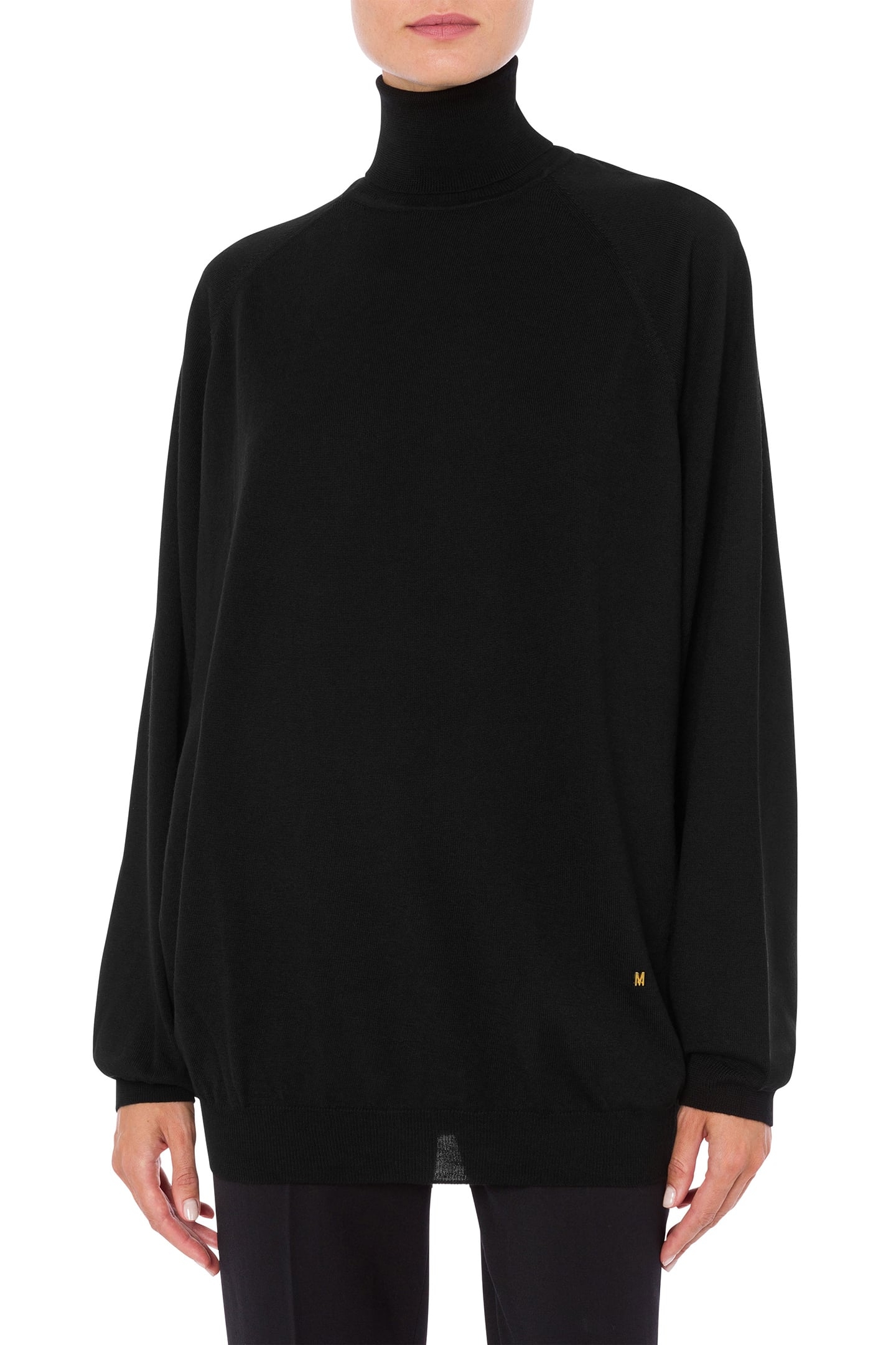 WOOL SWEATER WITH GOLDEN M CUT-OUT BLACK 1