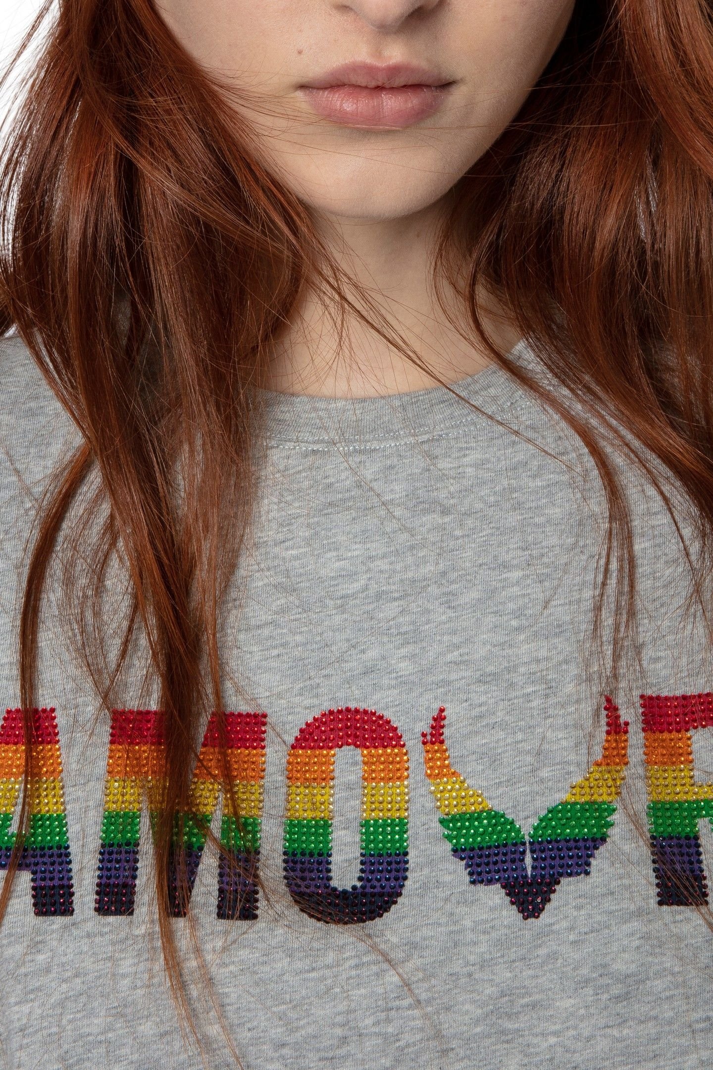 ZOE AMOUR WINGS T-SHIRT GRIS CHINE 4