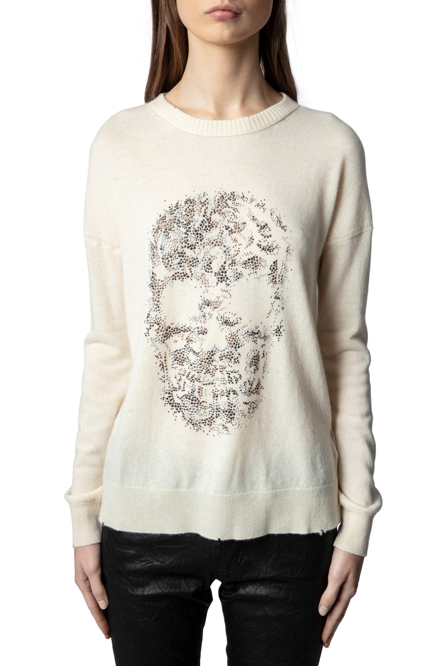GABY MULTI SKULL STRASS SWEATER CREME 1
