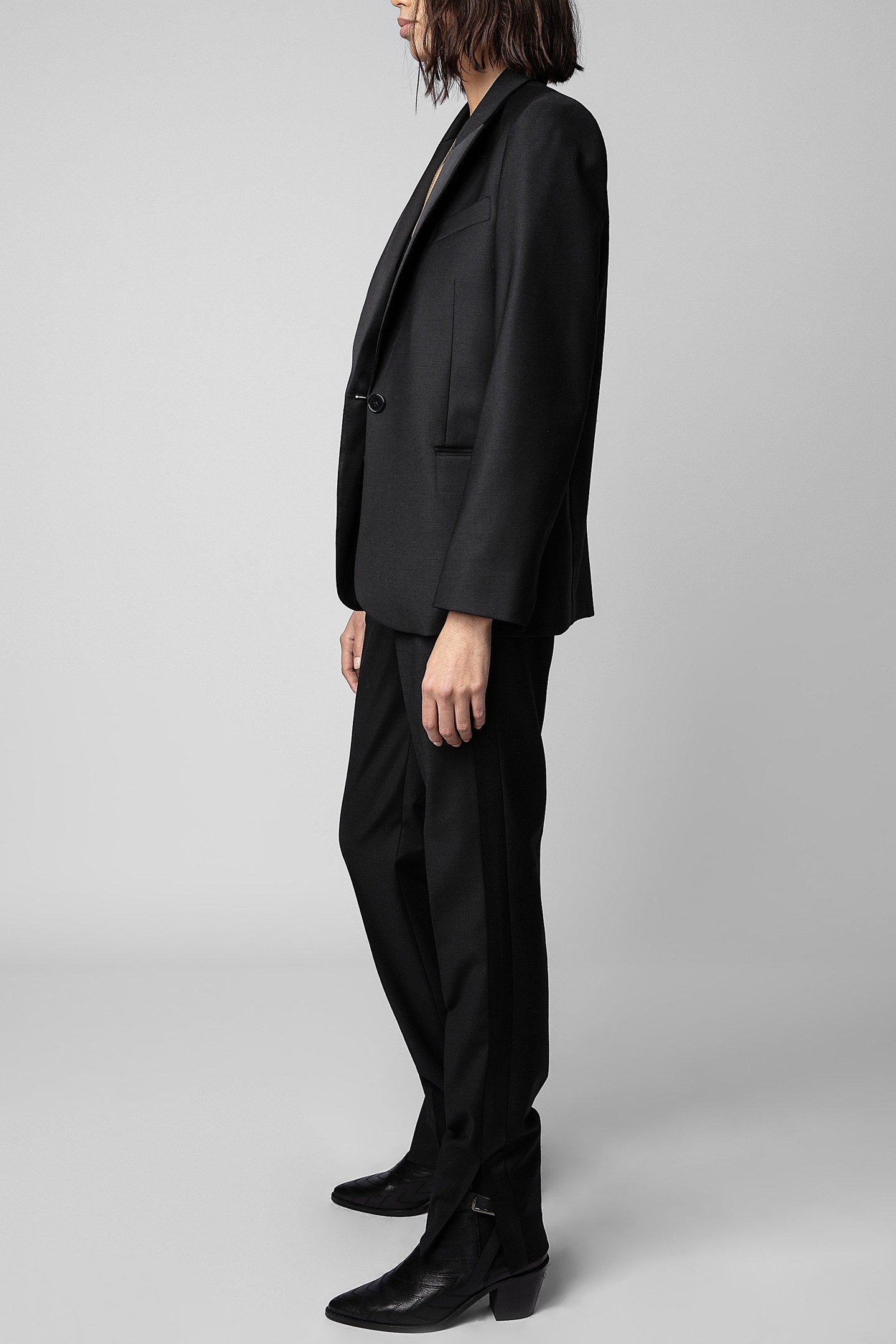 PRUNE SLIT SMOKING PANTS NOIR 4