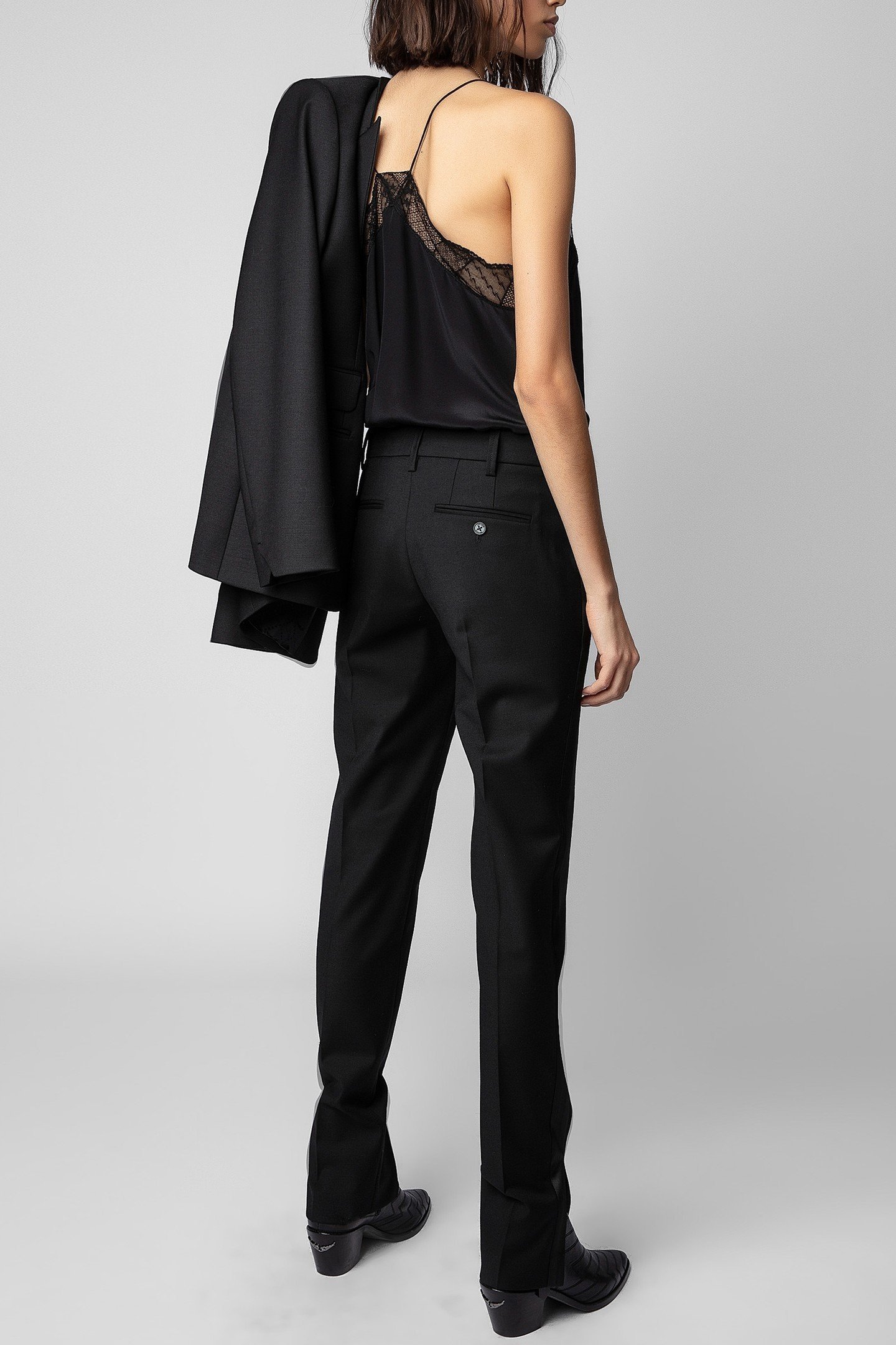 PRUNE SLIT SMOKING PANTS NOIR 3